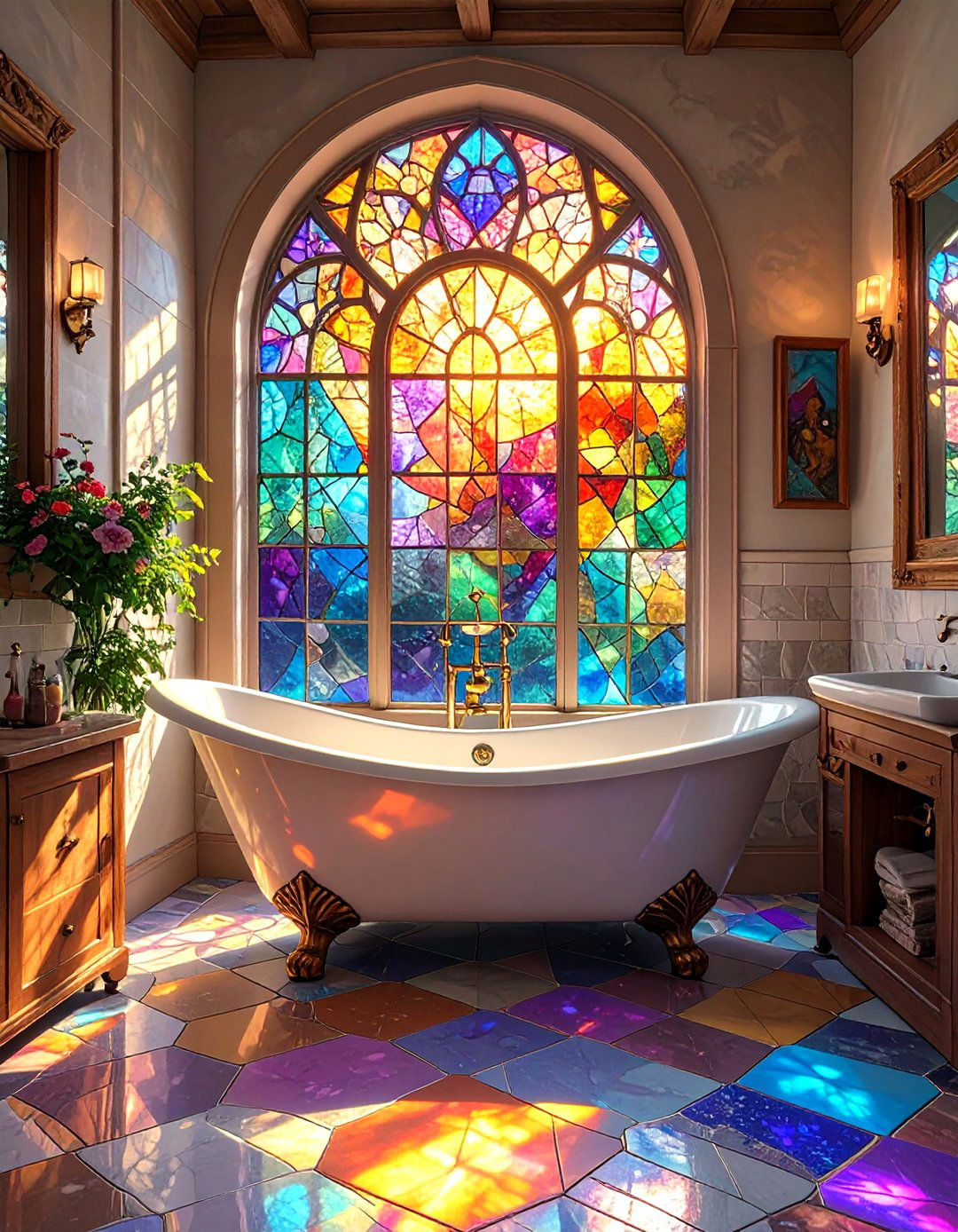 Stained Glass for Artistic Privacy - 30 bathroom window ideas