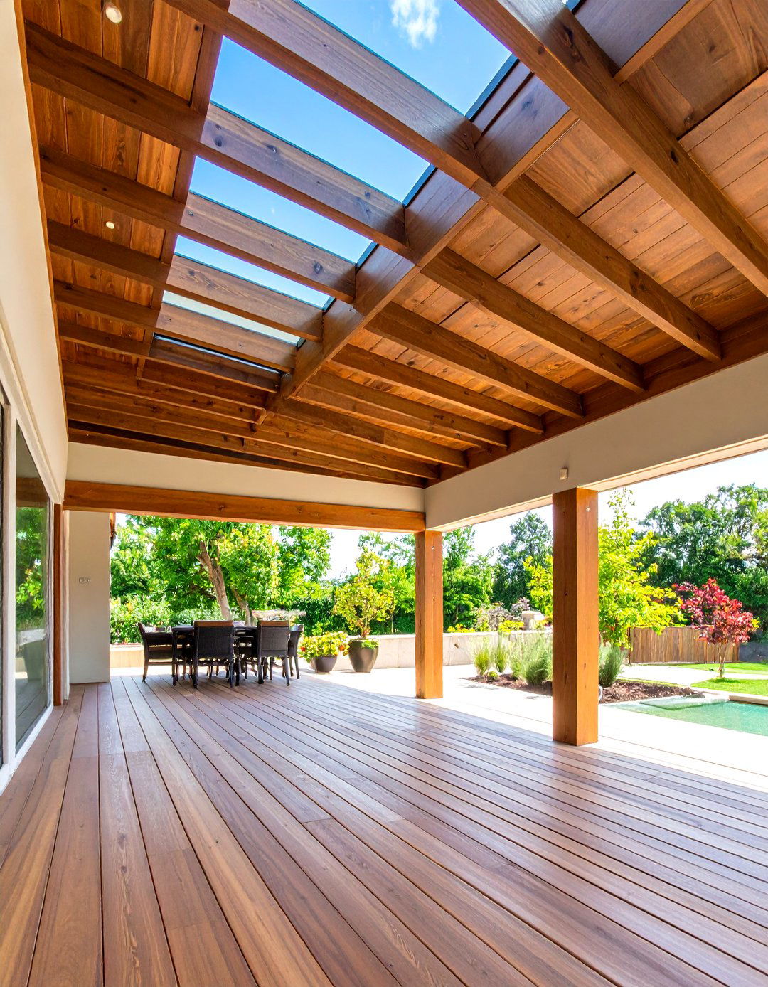 Stained Plywood Patio Ceiling - 30 patio ceiling ideas