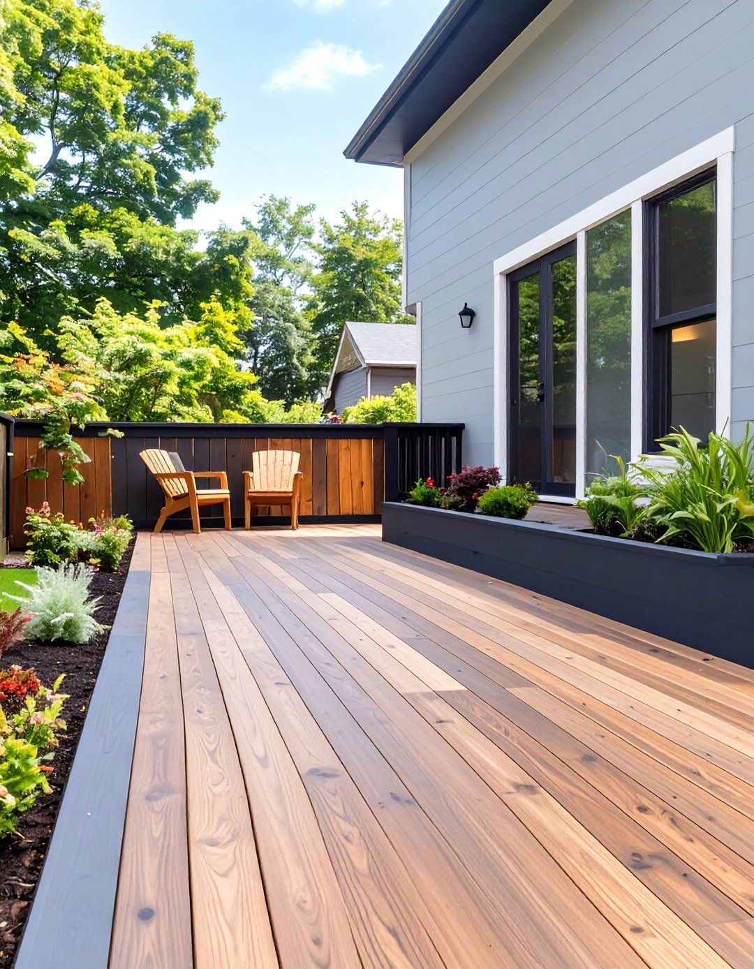 Stained Two Tone Small Deck - 30 small deck ideas on a budget