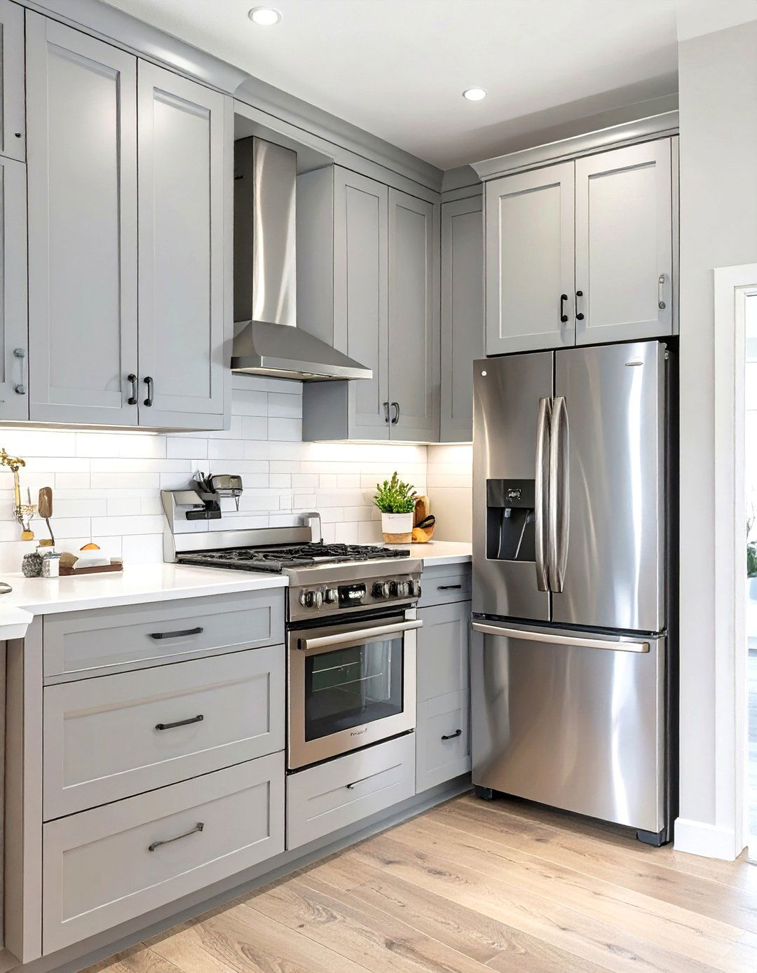 Stainless Steel Appliances with Integrated Panels - 30 transitional kitchen design ideas