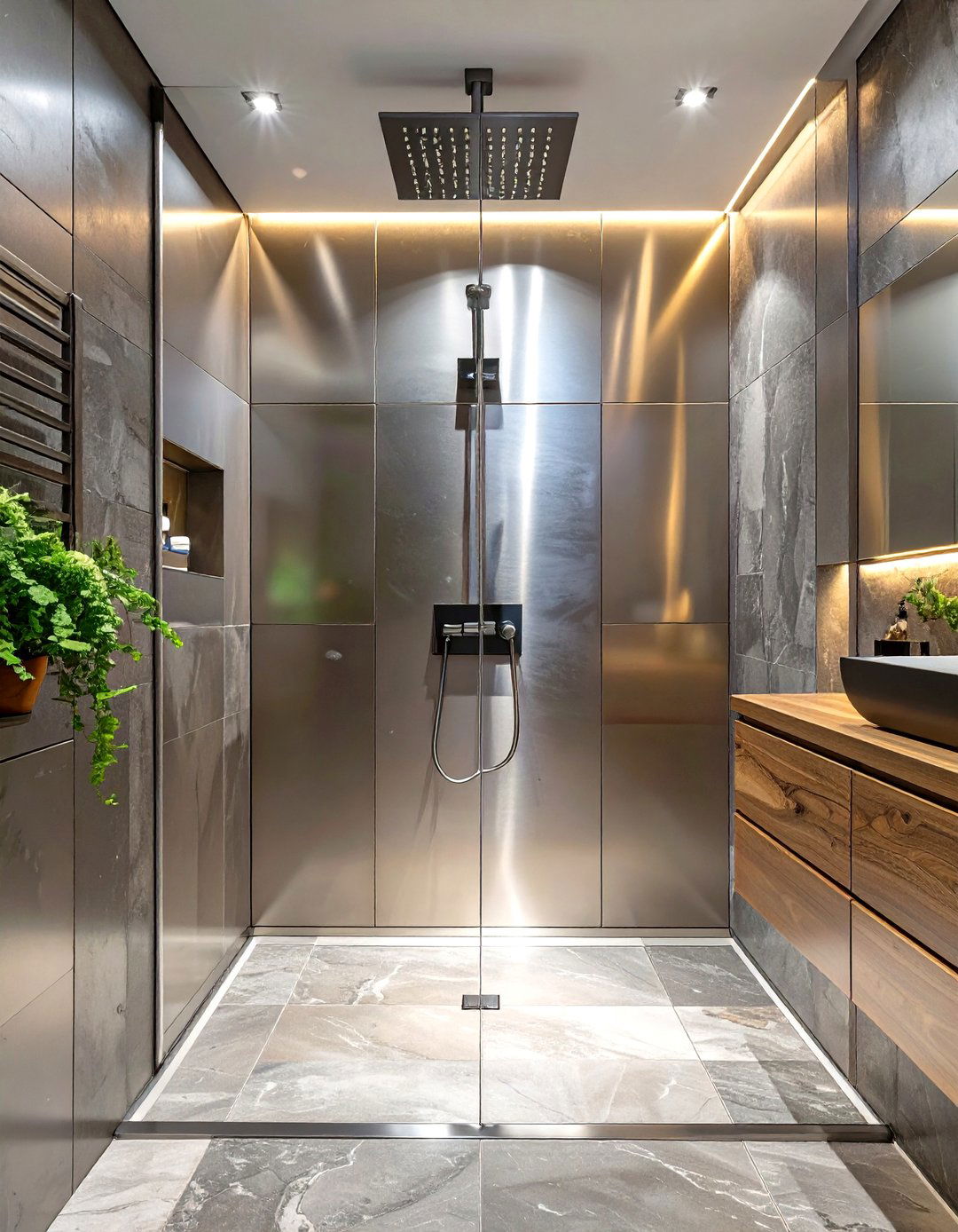Stainless Steel Panel Shower Surround - 30 shower surround ideas