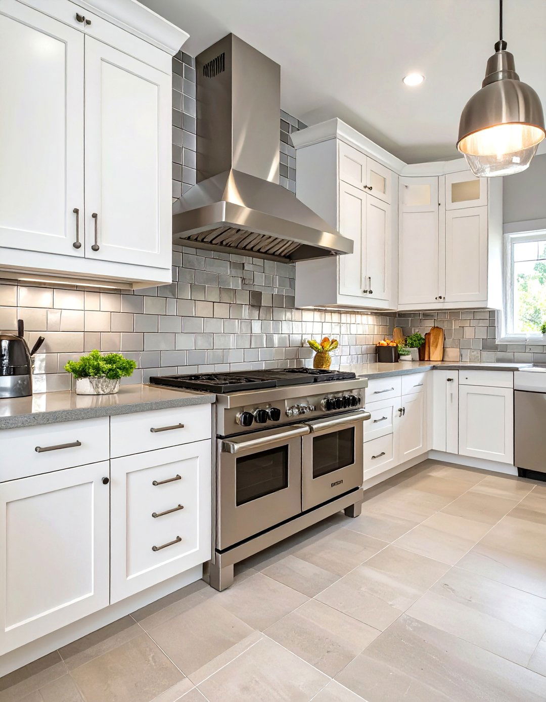 Stainless Steel Tile Backsplash - 30 backsplash ideas for white cabinets and quartz countertops