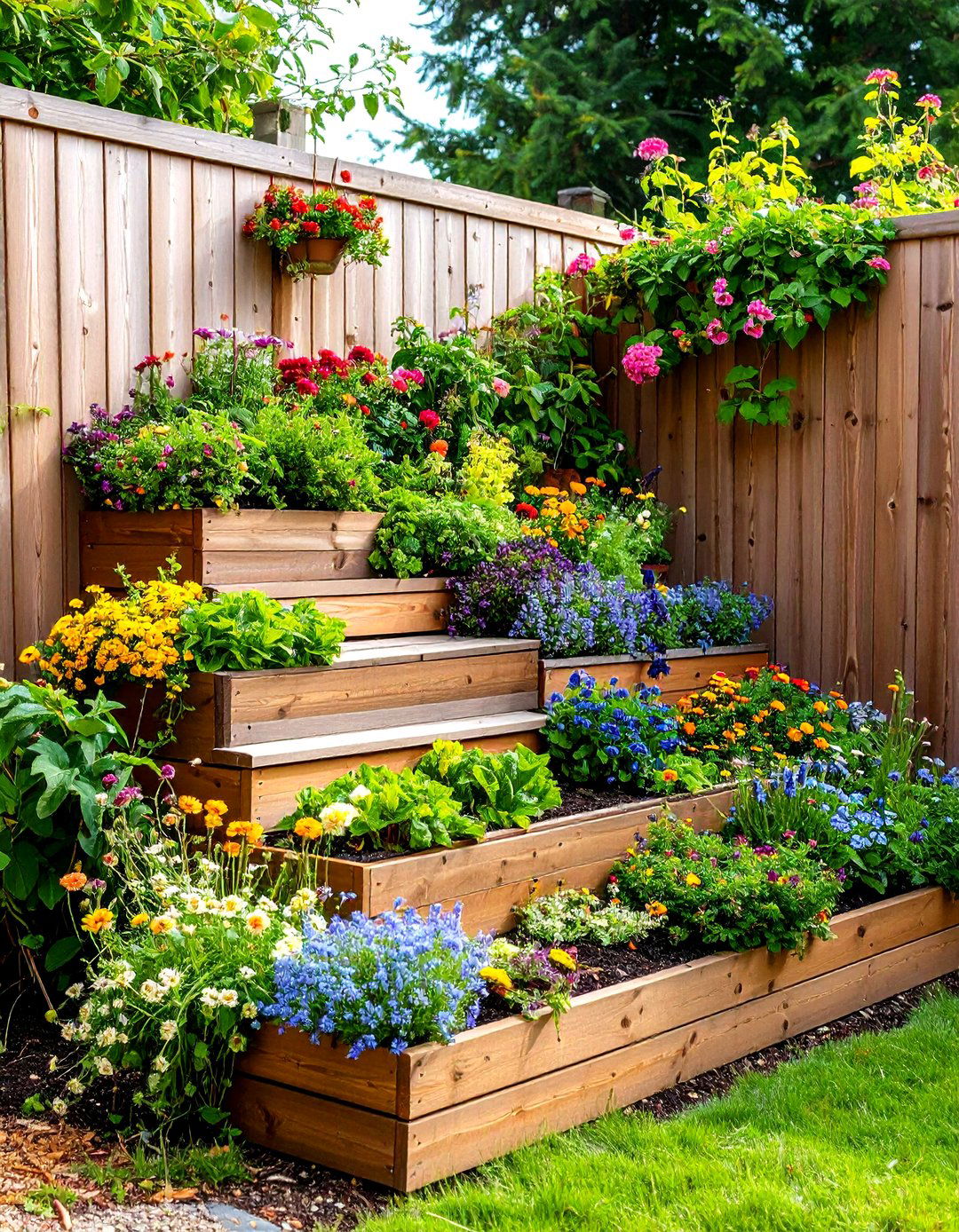 Stair Step Raised Garden Bed - 30 raised garden bed designs
