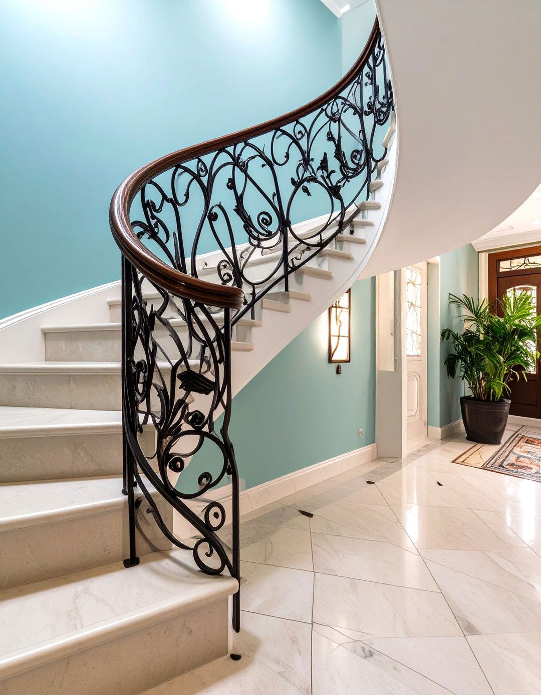 Stairway with Sculptural Handrail Design - 30 stairway decor ideas