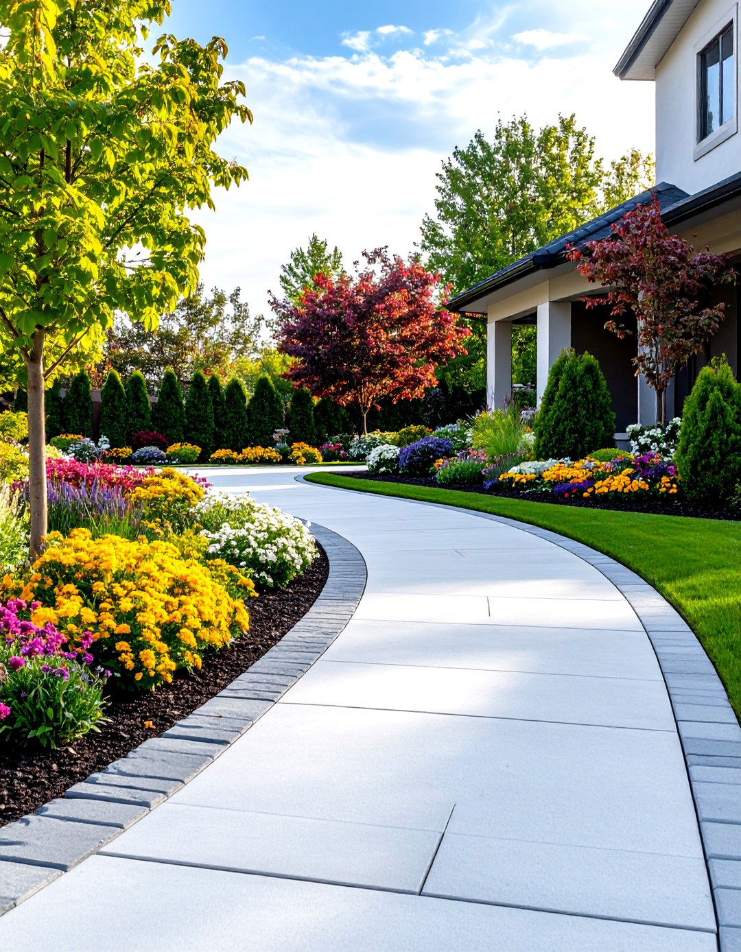 Stamped Concrete Border - 30 landscape border ideas