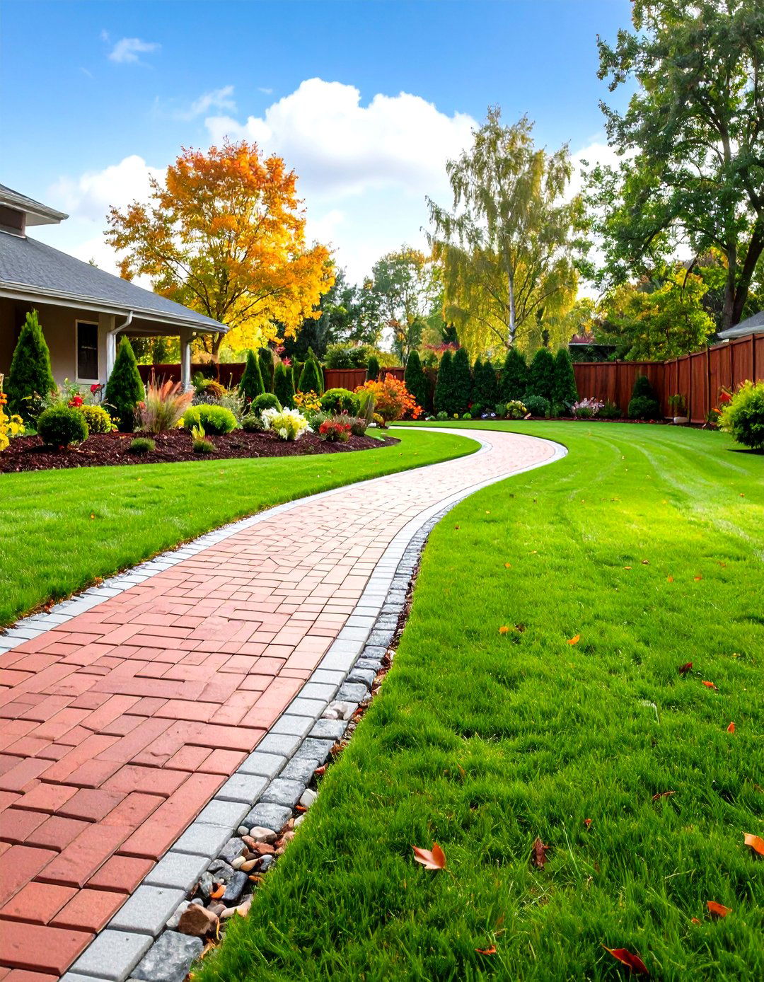 Stamped Concrete Mower Strip - 30 lawn edging ideas