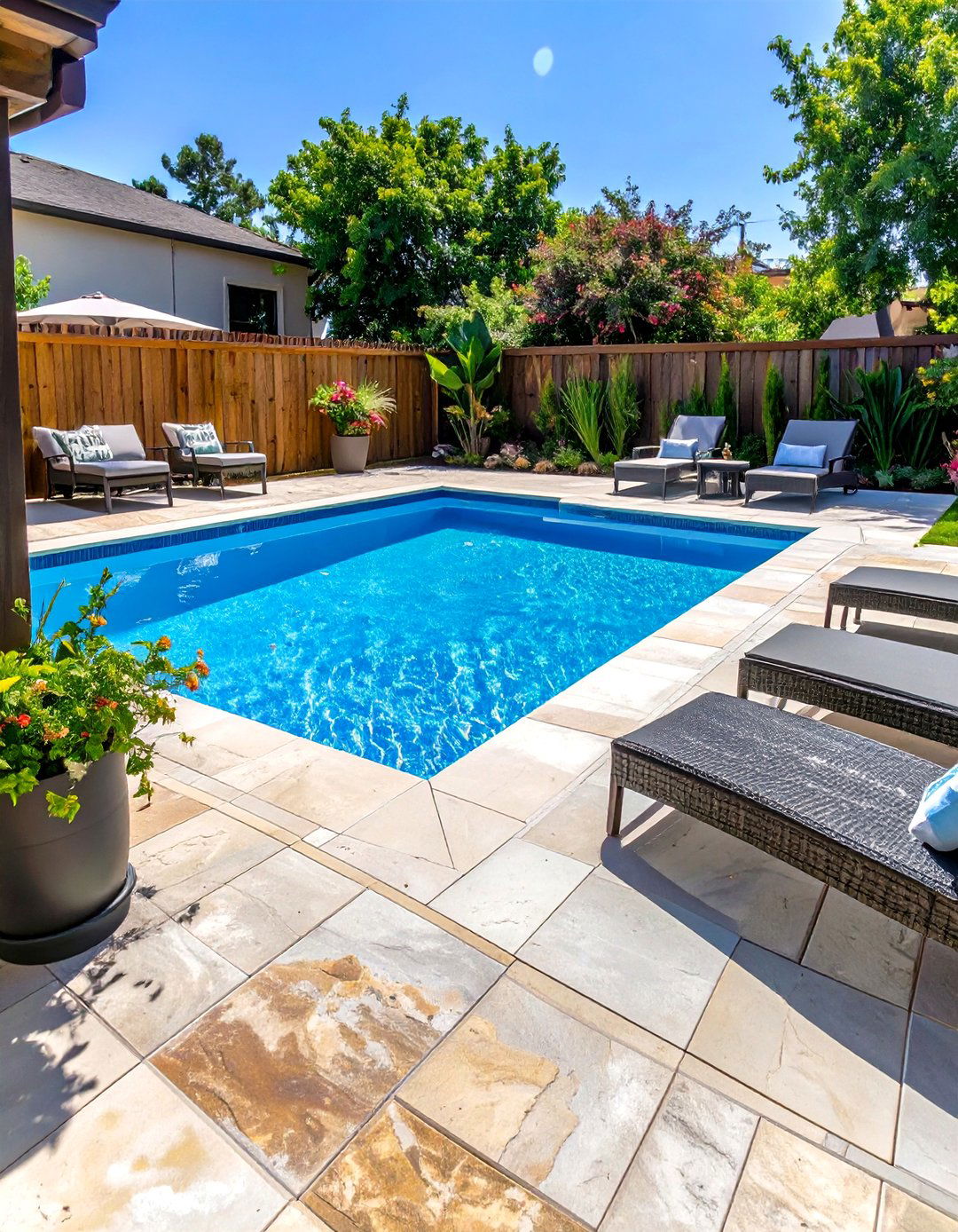 Stamped Concrete Patio Around a Pool - 30 stamped concrete patio ideas