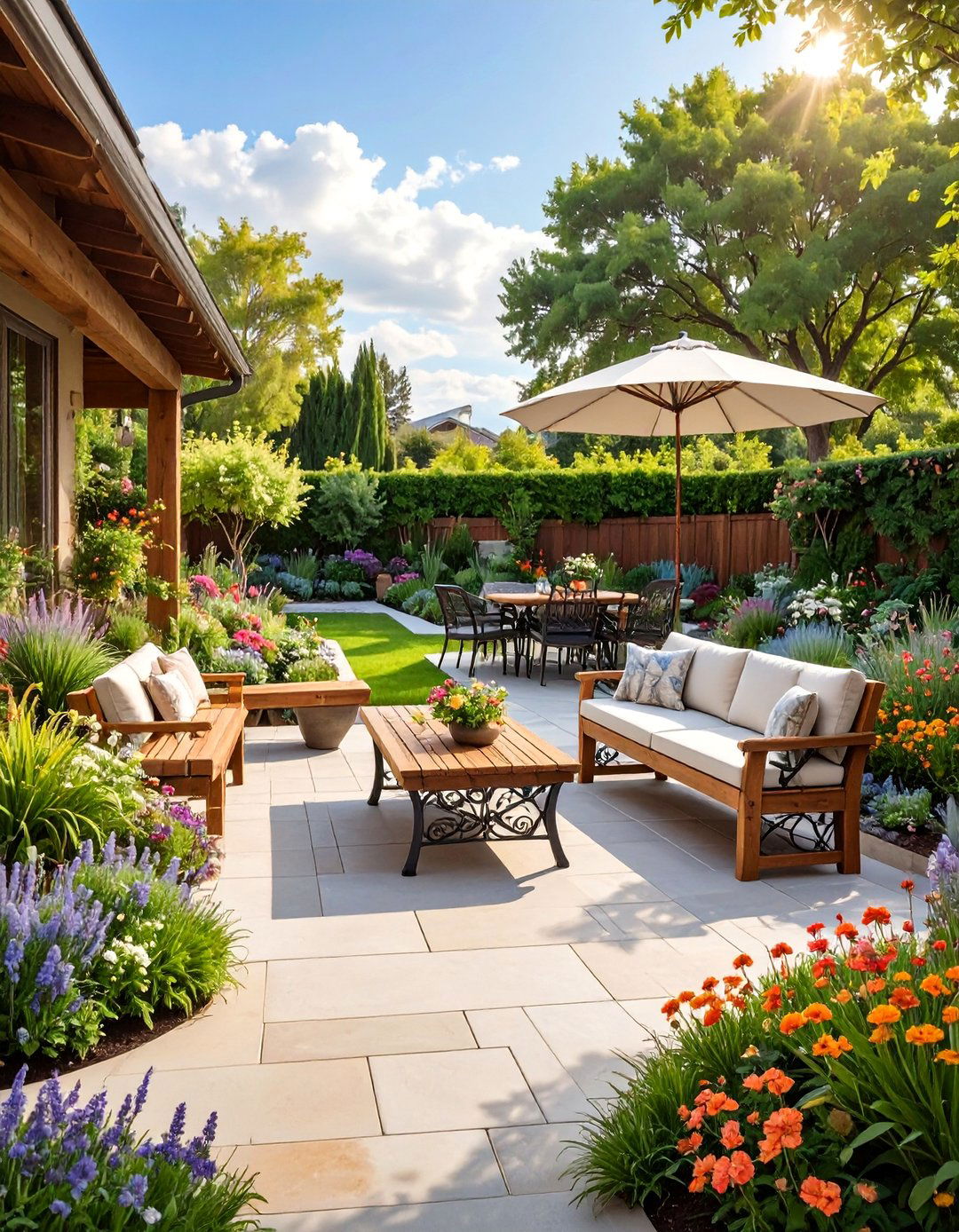 Stamped Concrete Patio with a Flagstone Look - 30 cement patio ideas