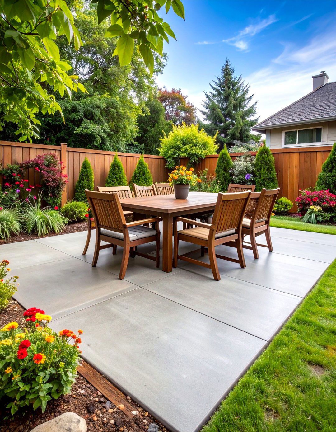 Stamped Concrete Patio with a Wood Plank Look - 30 backyard concrete patio ideas