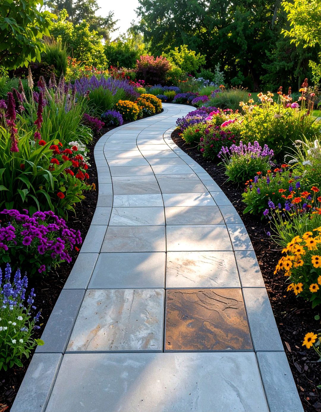 Stamped Concrete Walkway - 30 backyard walkway ideas