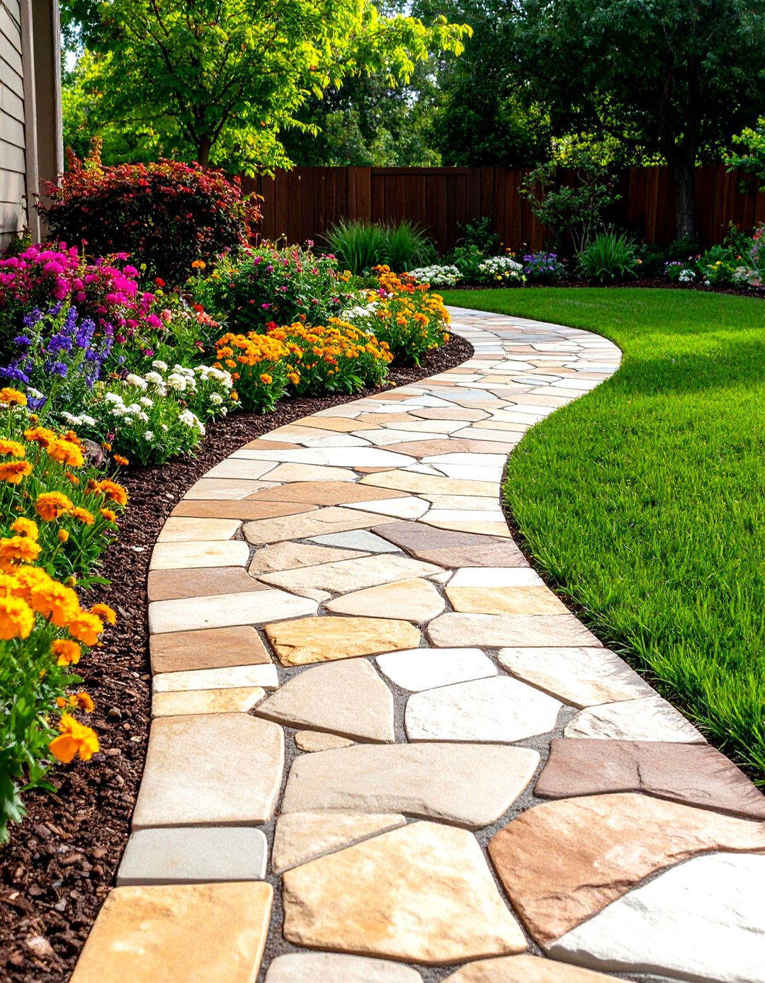 Stamped Concrete Walkway - 30 front yard walkway ideas
