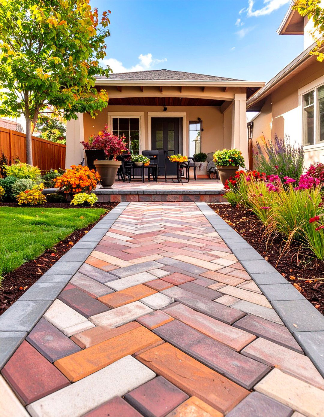 Stamped Concrete Walkway and Patio Combination - 30 stamped concrete patio ideas