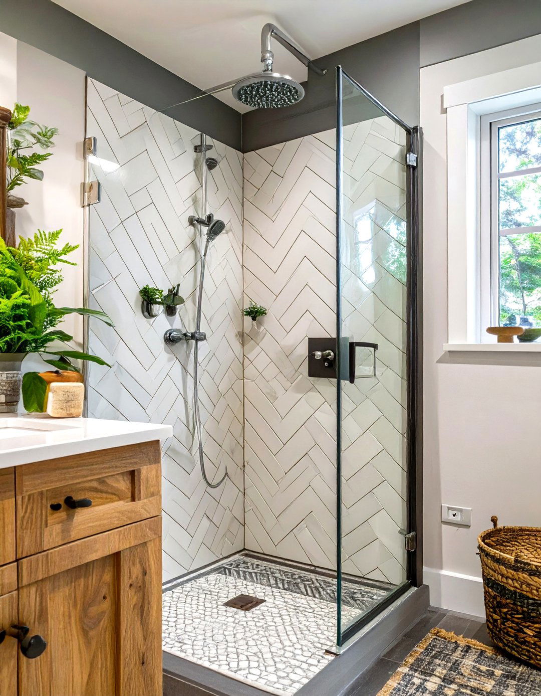 Stand Up Shower with Subway Tile - 30 stand up shower ideas