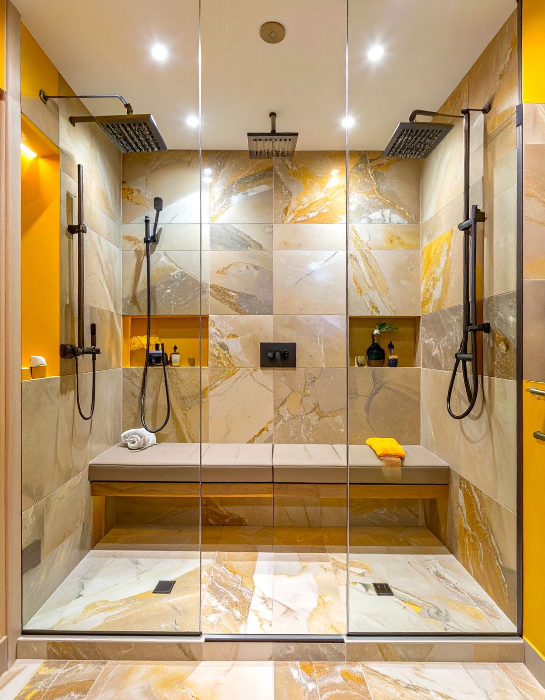 Stand Up Shower with Two Showerheads - 30 stand up shower ideas