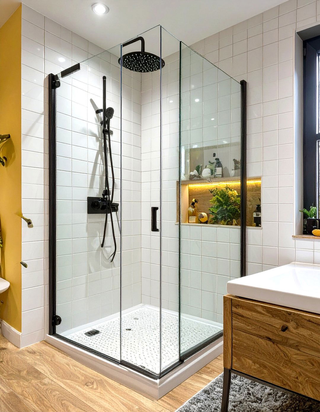Stand Up Shower with a Corner Design - 30 stand up shower ideas