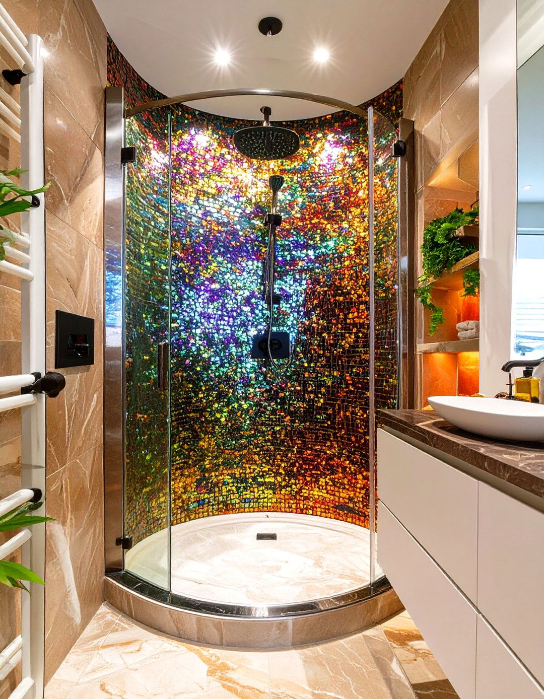 Stand Up Shower with a Curved Wall - 30 stand up shower ideas