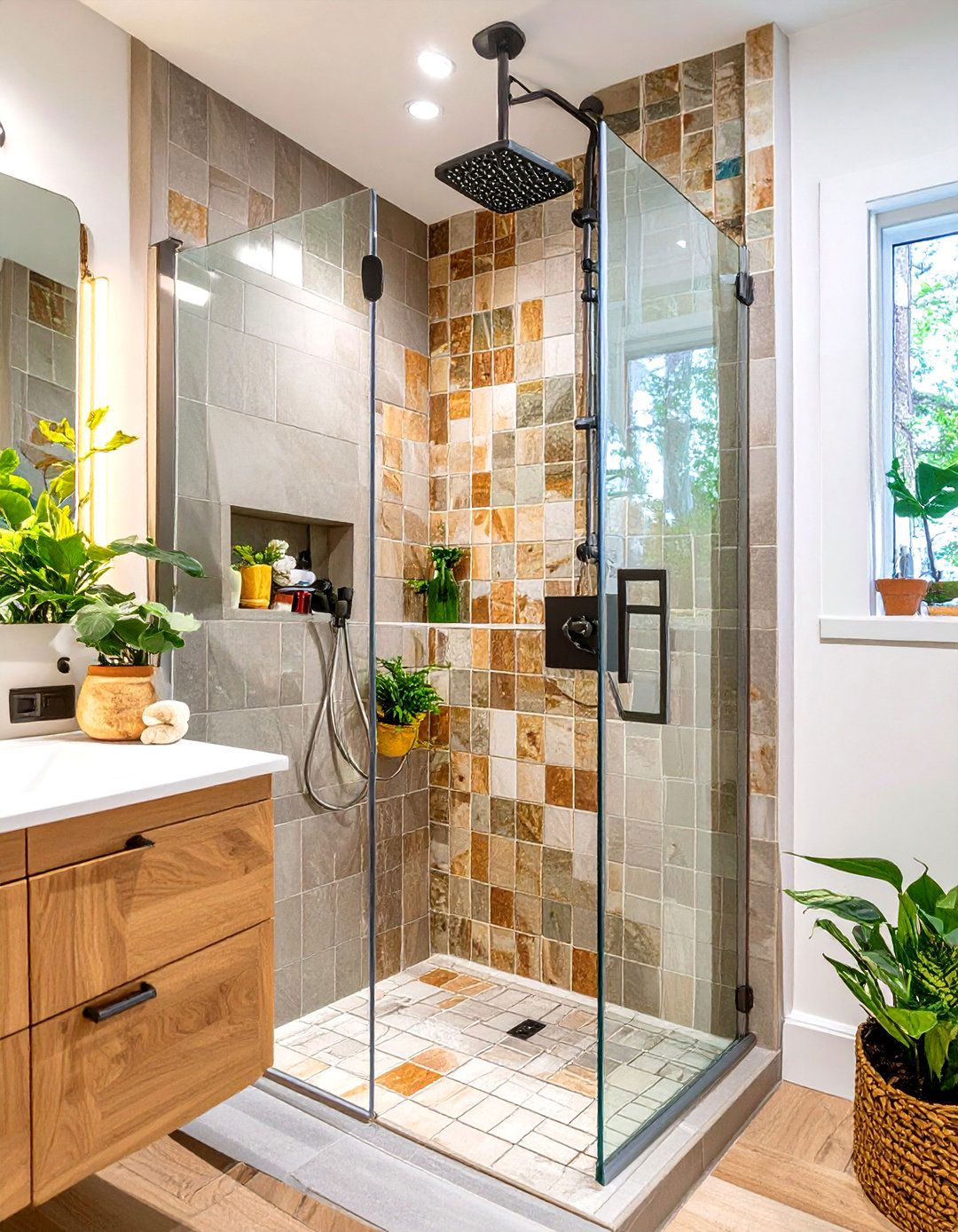 Stand Up Shower with a Half Wall - 30 stand up shower ideas