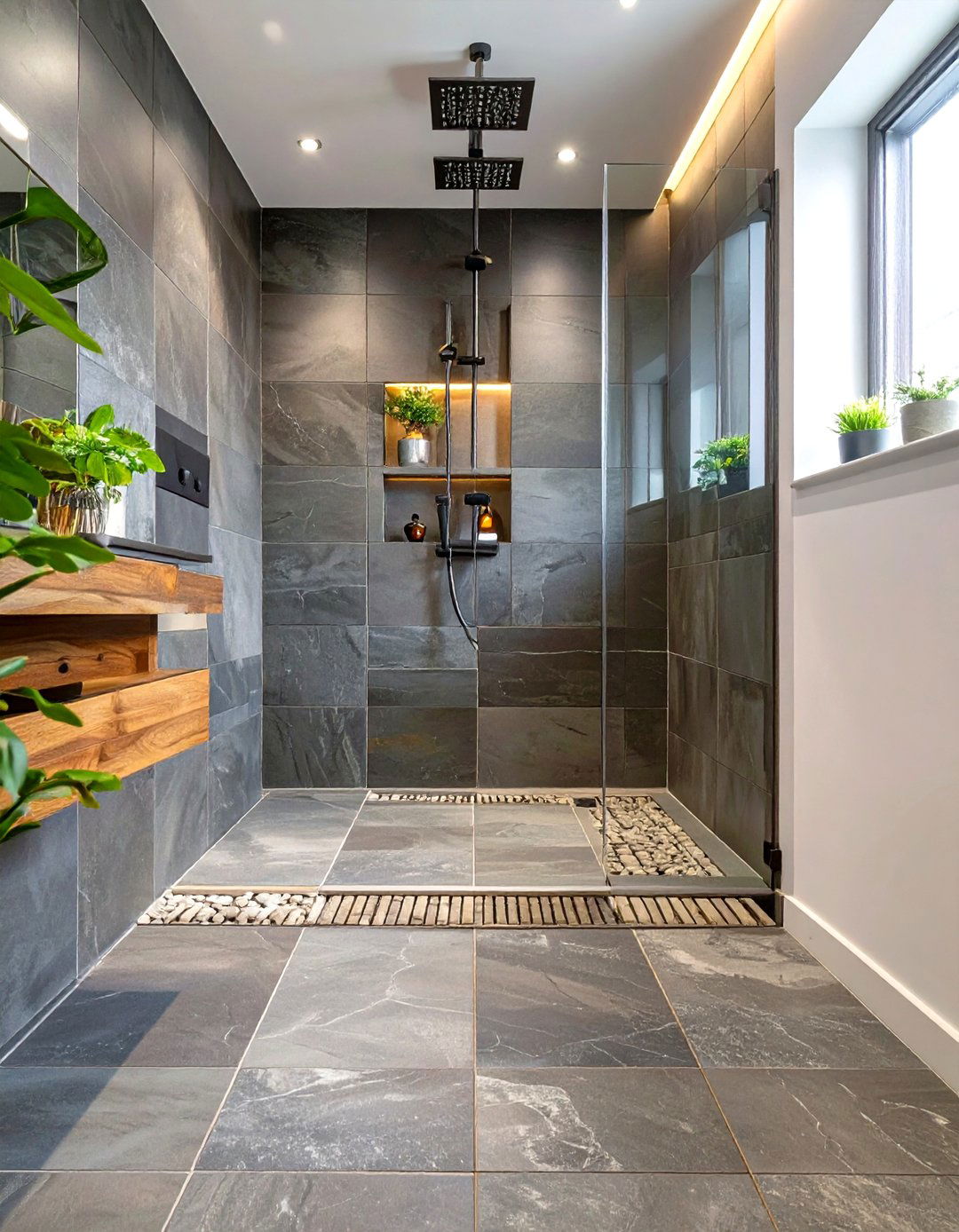 Stand Up Shower with a Linear Drain - 30 stand up shower ideas