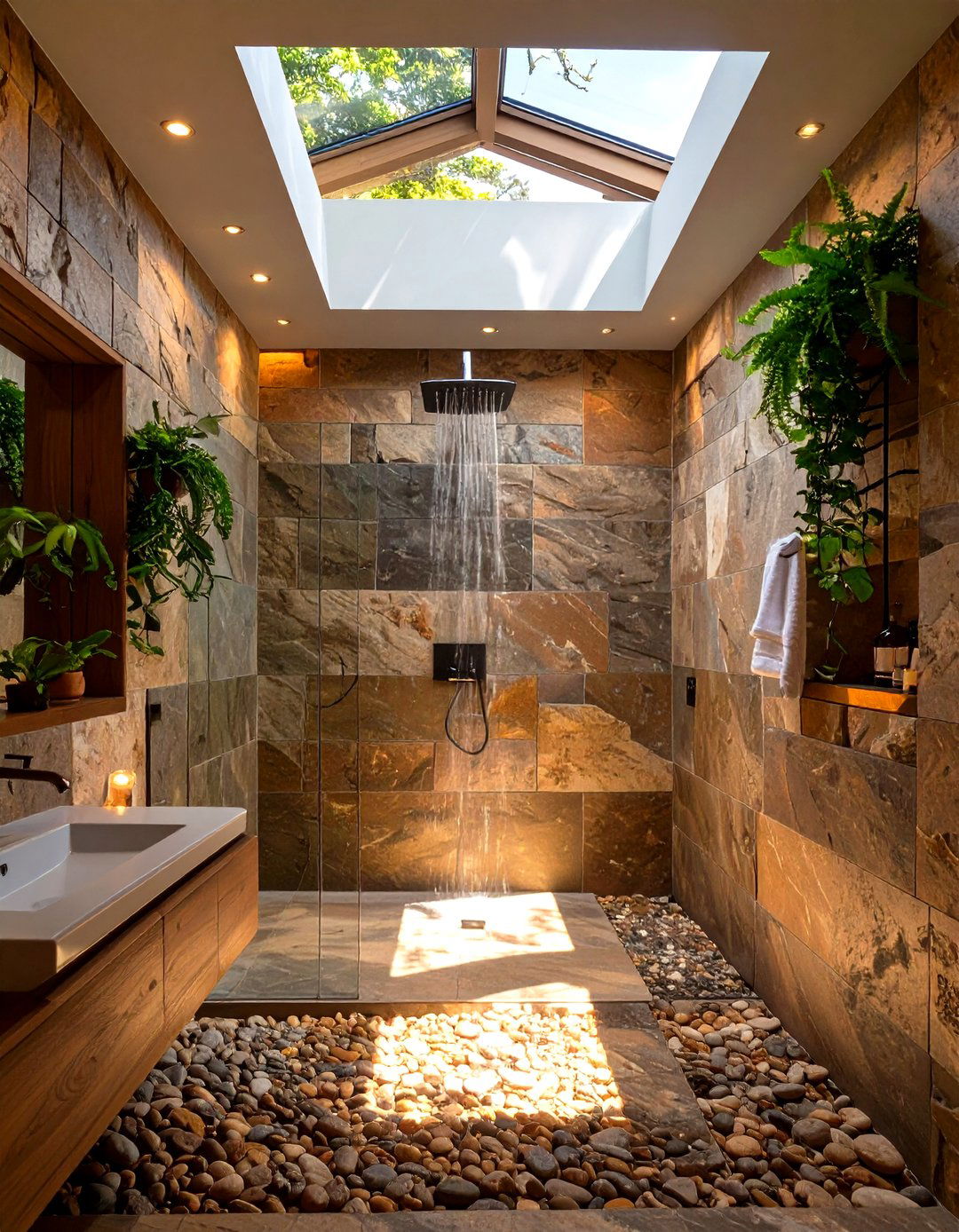 Stand Up Shower with a Skylight - 30 stand up shower ideas