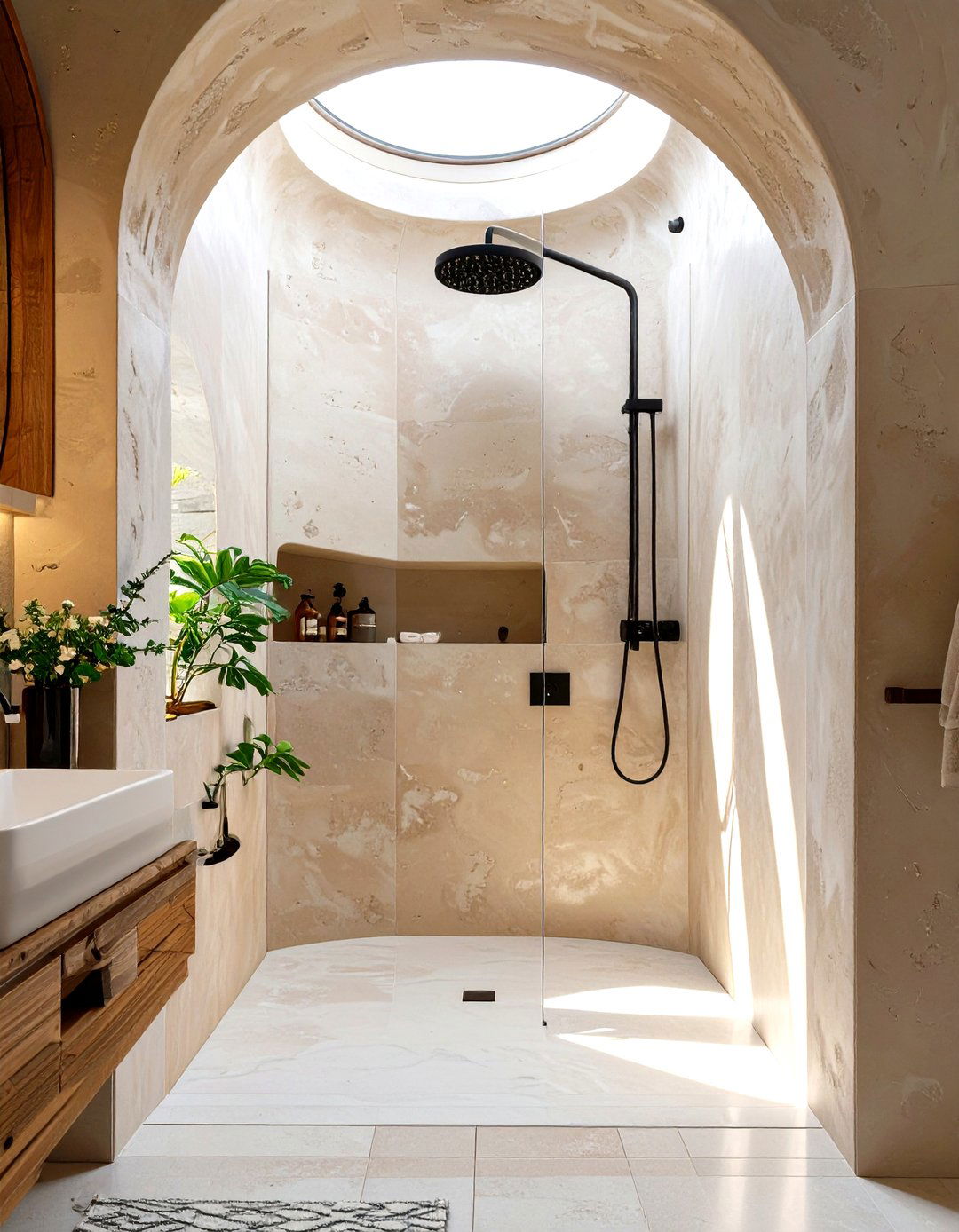Stand Up Shower with a Tadelakt Plaster Finish - 30 stand up shower ideas