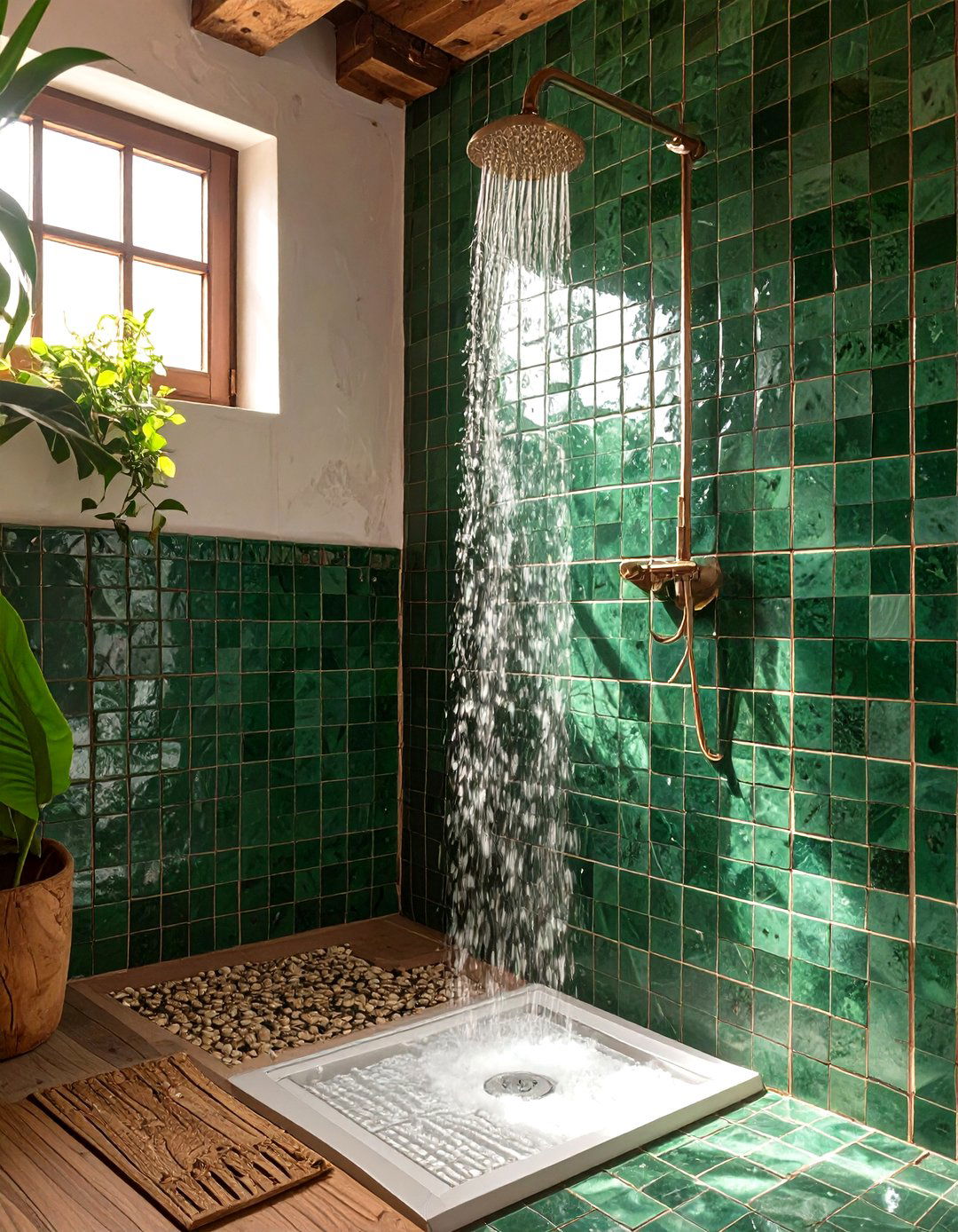Standing Shower with Zellige Tiles - 30 standing shower ideas