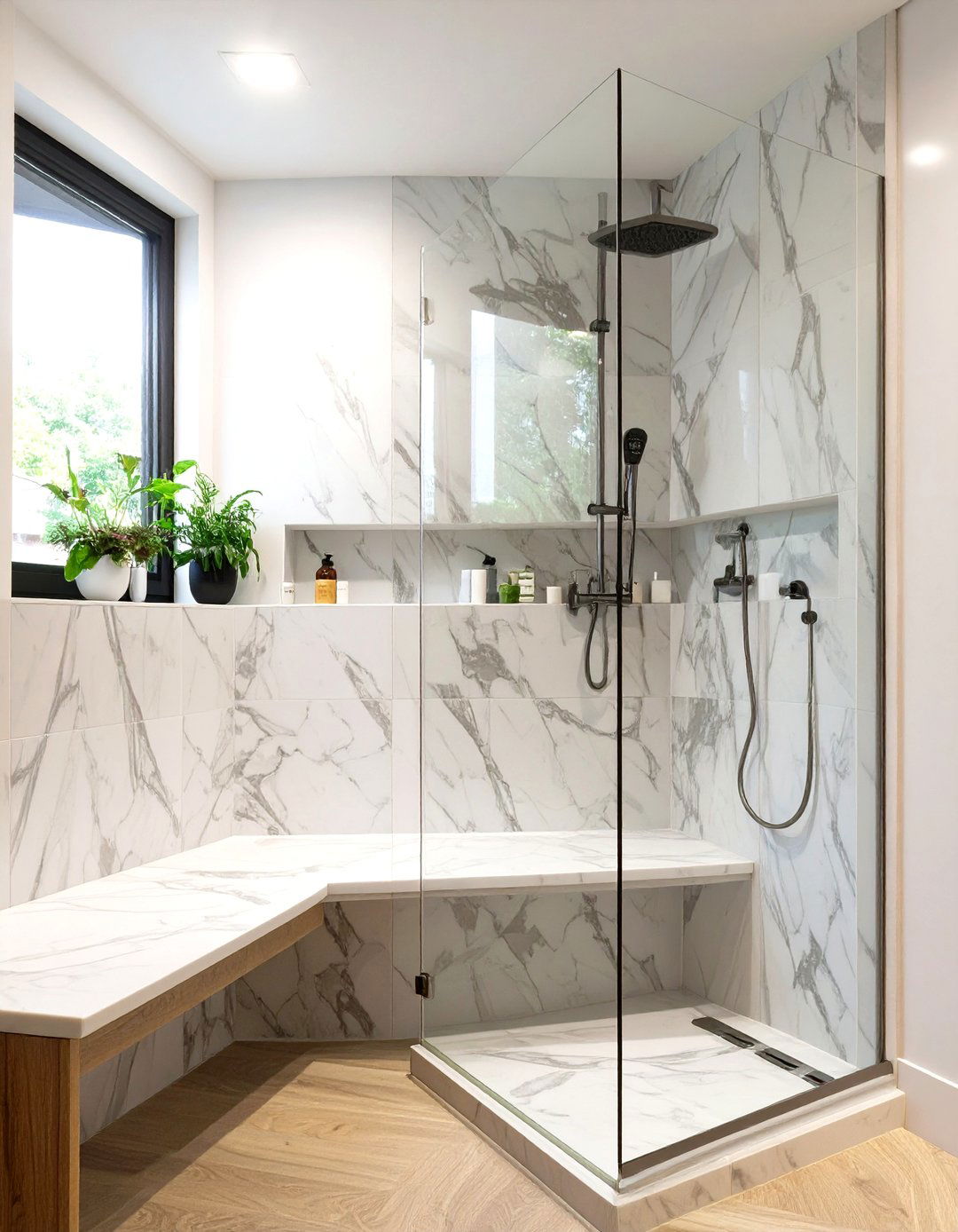 Standing Shower with a Built In Bench - 30 standing shower ideas