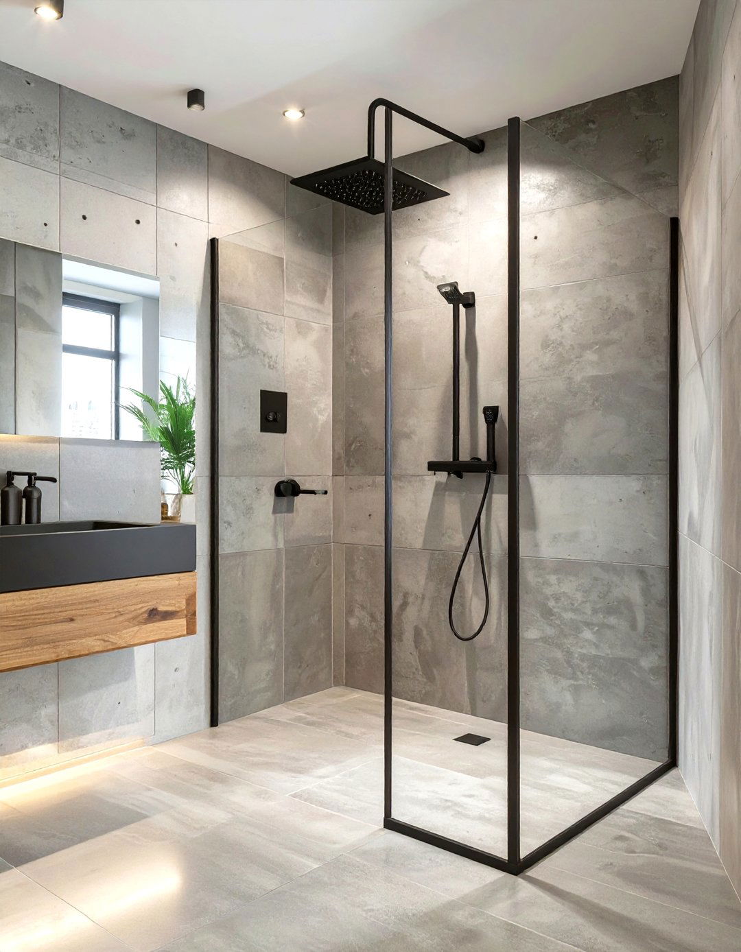 Standing Shower with a Concrete Finish - 30 standing shower ideas