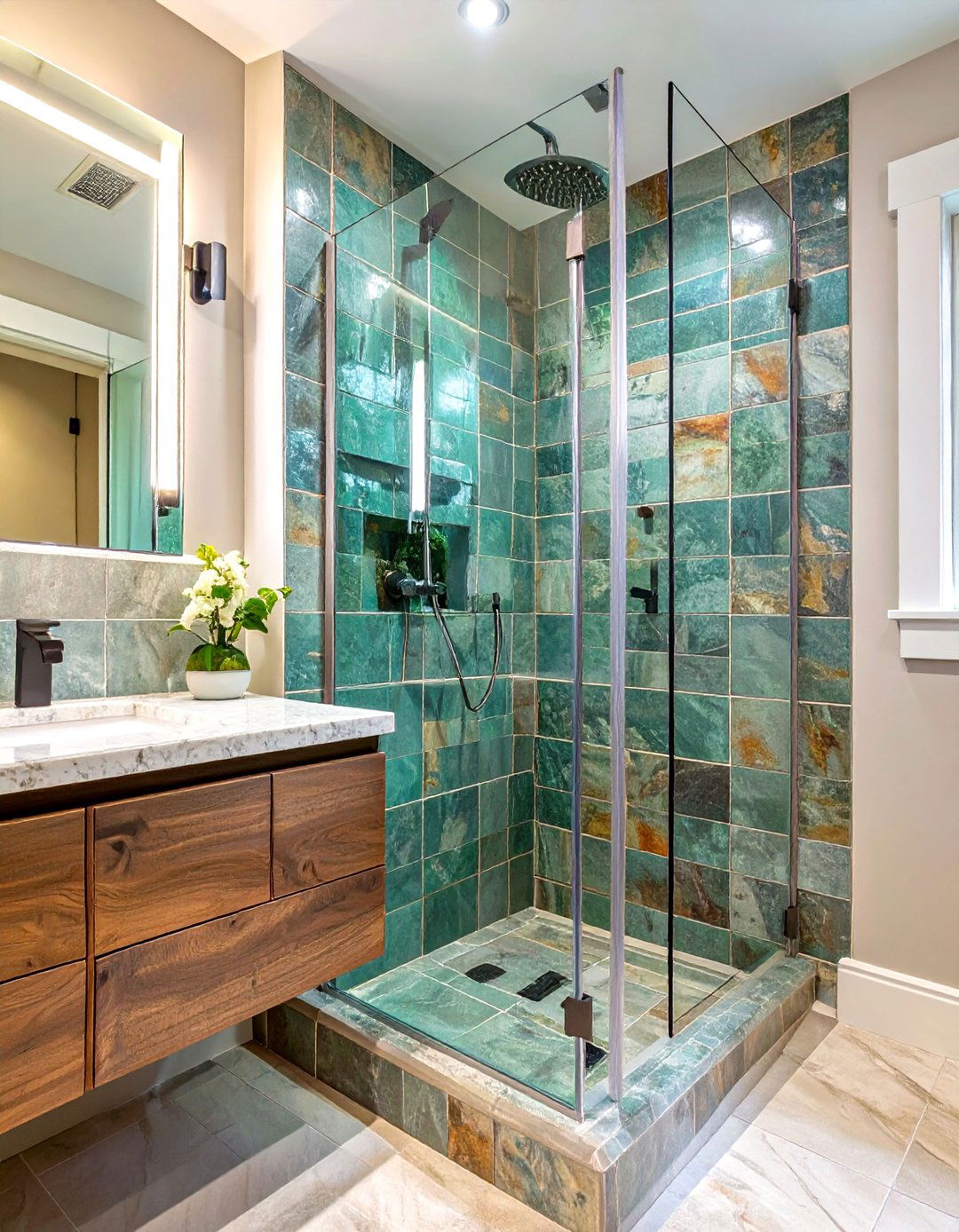 Standing Shower with a Half Wall - 30 standing shower ideas
