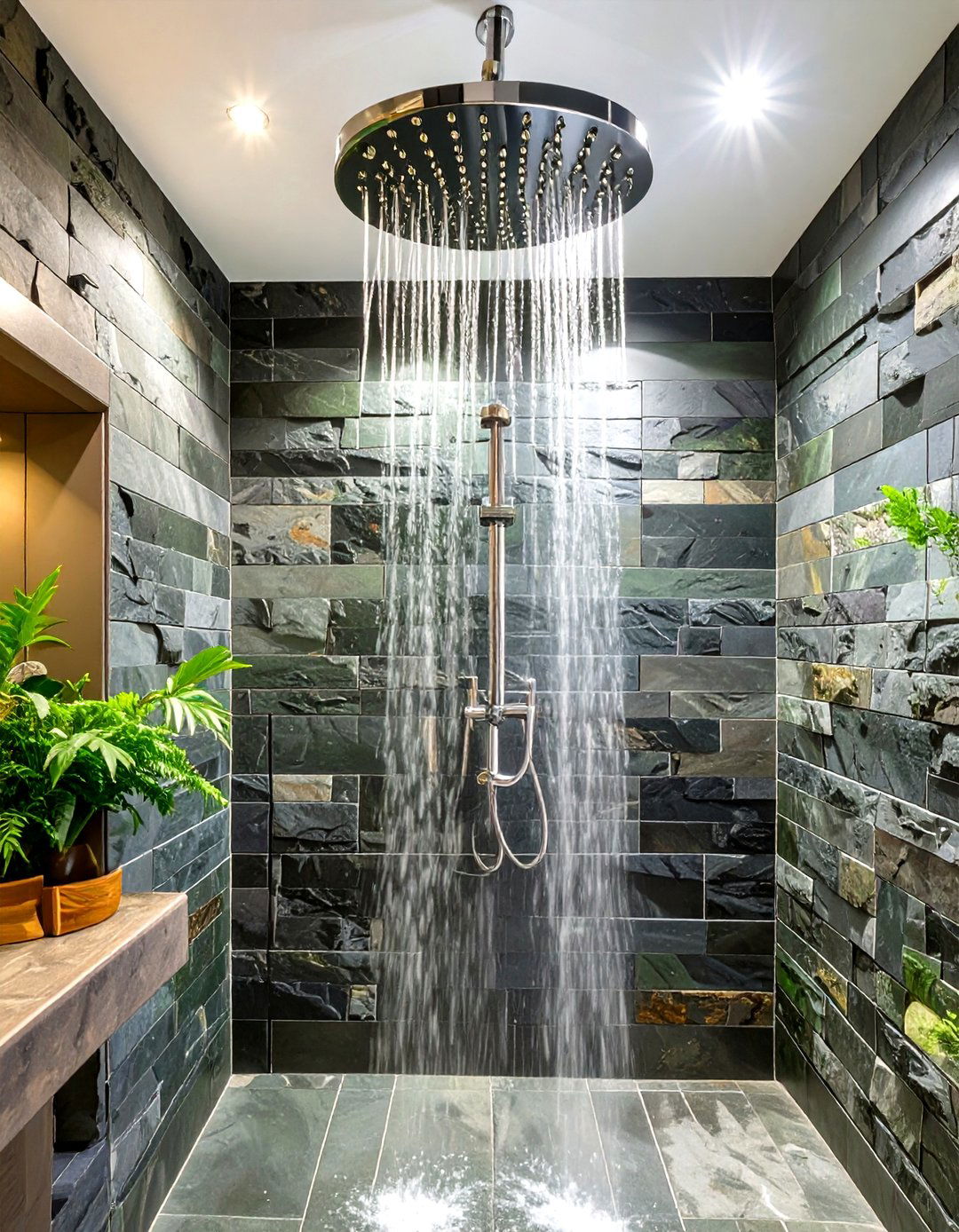 Standing Shower with a Rainfall Showerhead - 30 standing shower ideas