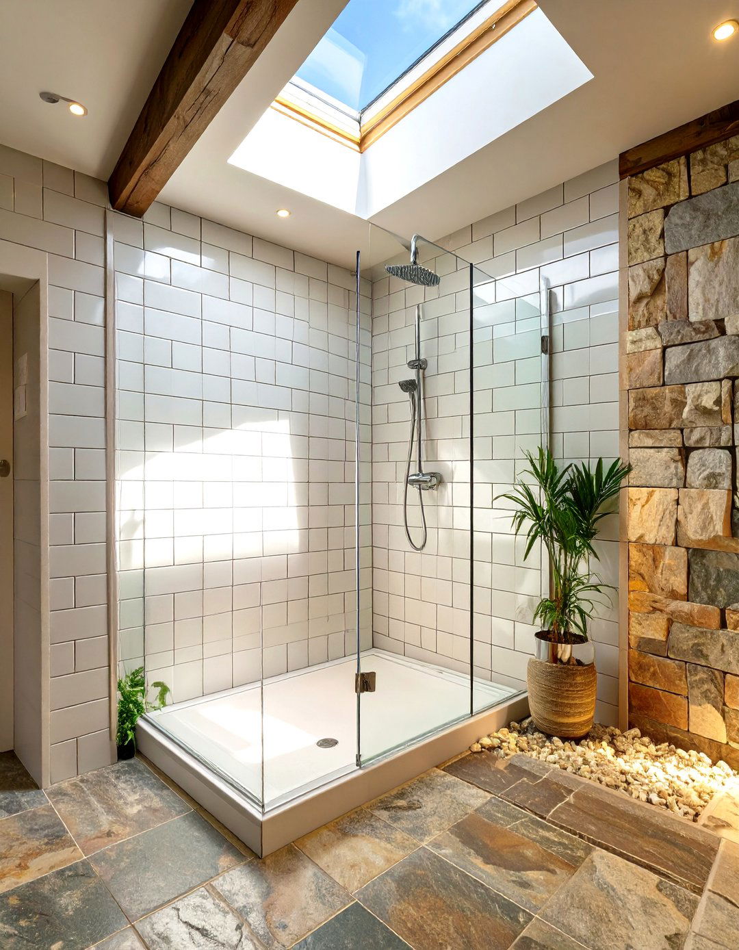 Standing Shower with a Skylight - 30 standing shower ideas