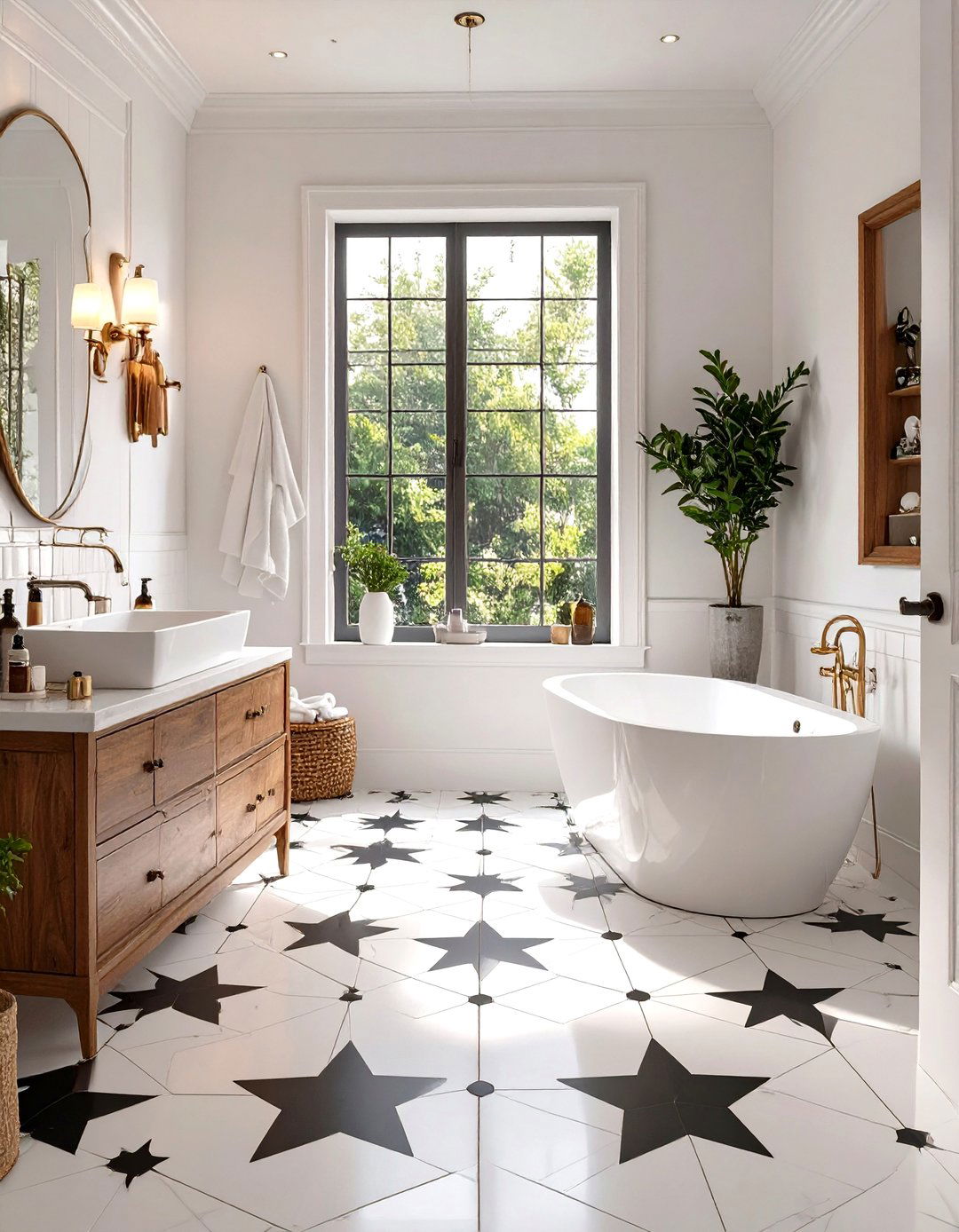 Star Pattern Floor Tiles - 30 small bathroom floor tile ideas