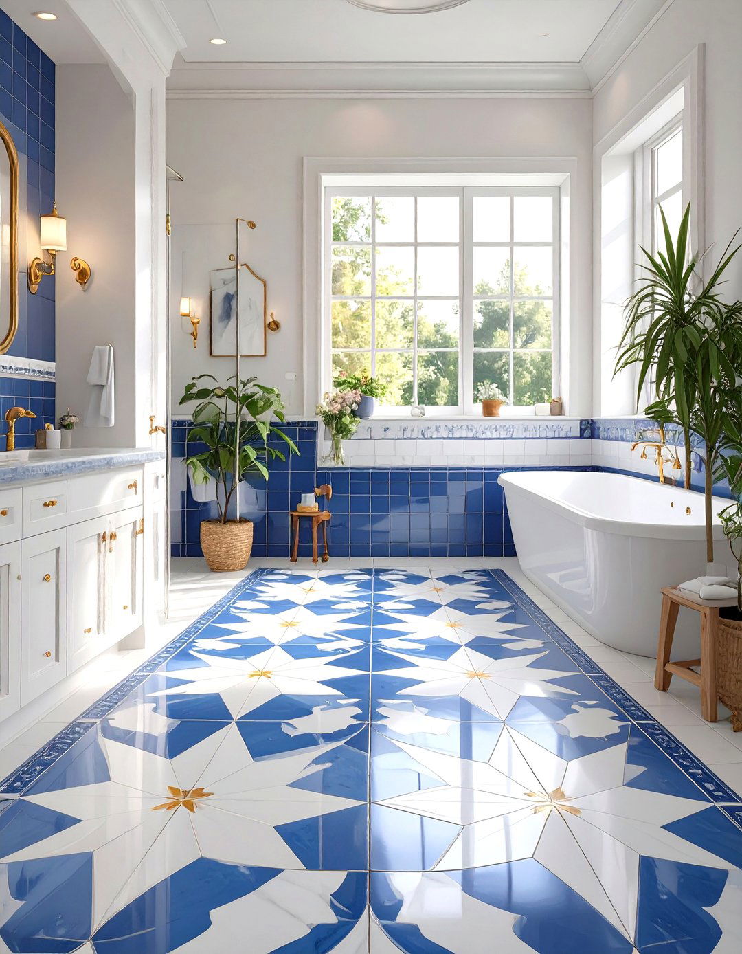 Star Pattern Tiles for a Playful Floor - 30 small bathroom bathroom tile ideas
