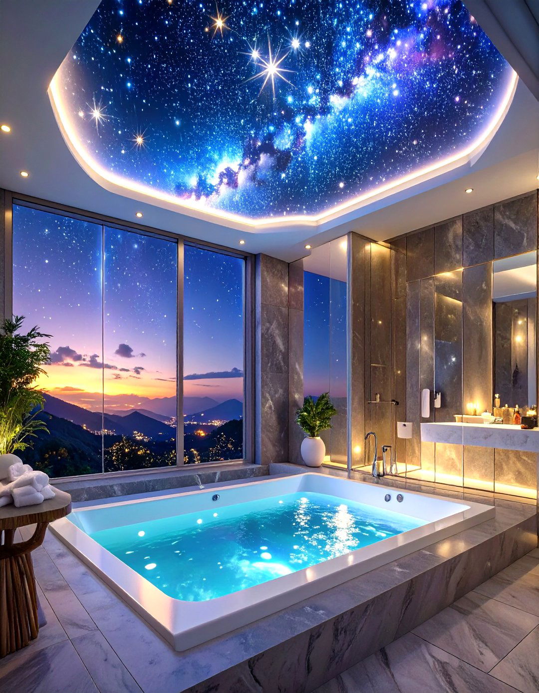 Starry Night Fiber Optic Ceiling - 30 bathroom ceiling ideas