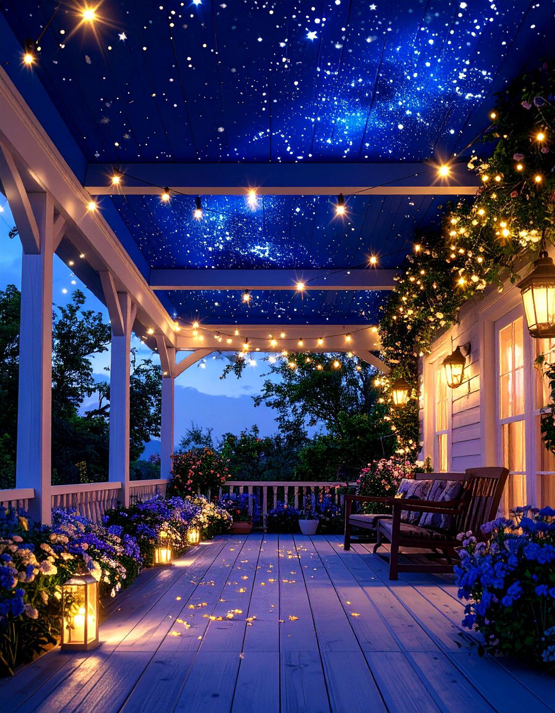 Starry Night Porch Ceiling - 30 inexpensive porch ceiling ideas