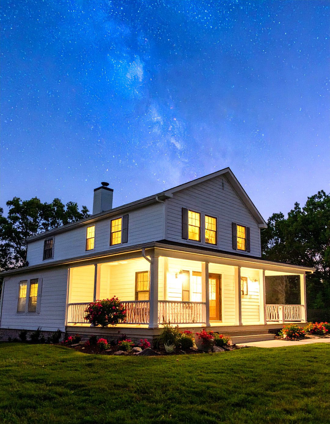 Starry Night Projector Scene - 30 diy backyard lighting ideas