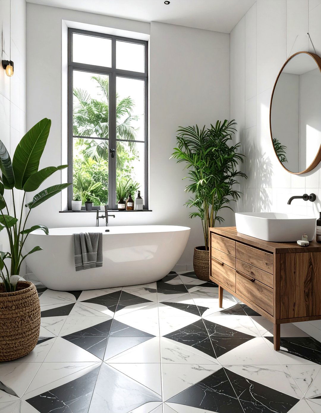 Statement Patterned Flooring - 30 small bathroom decor ideas
