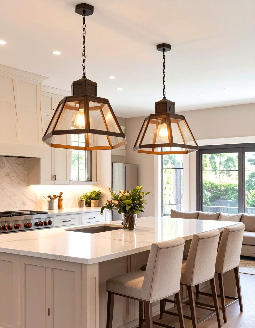 Statement Pendant Lighting Over the Island