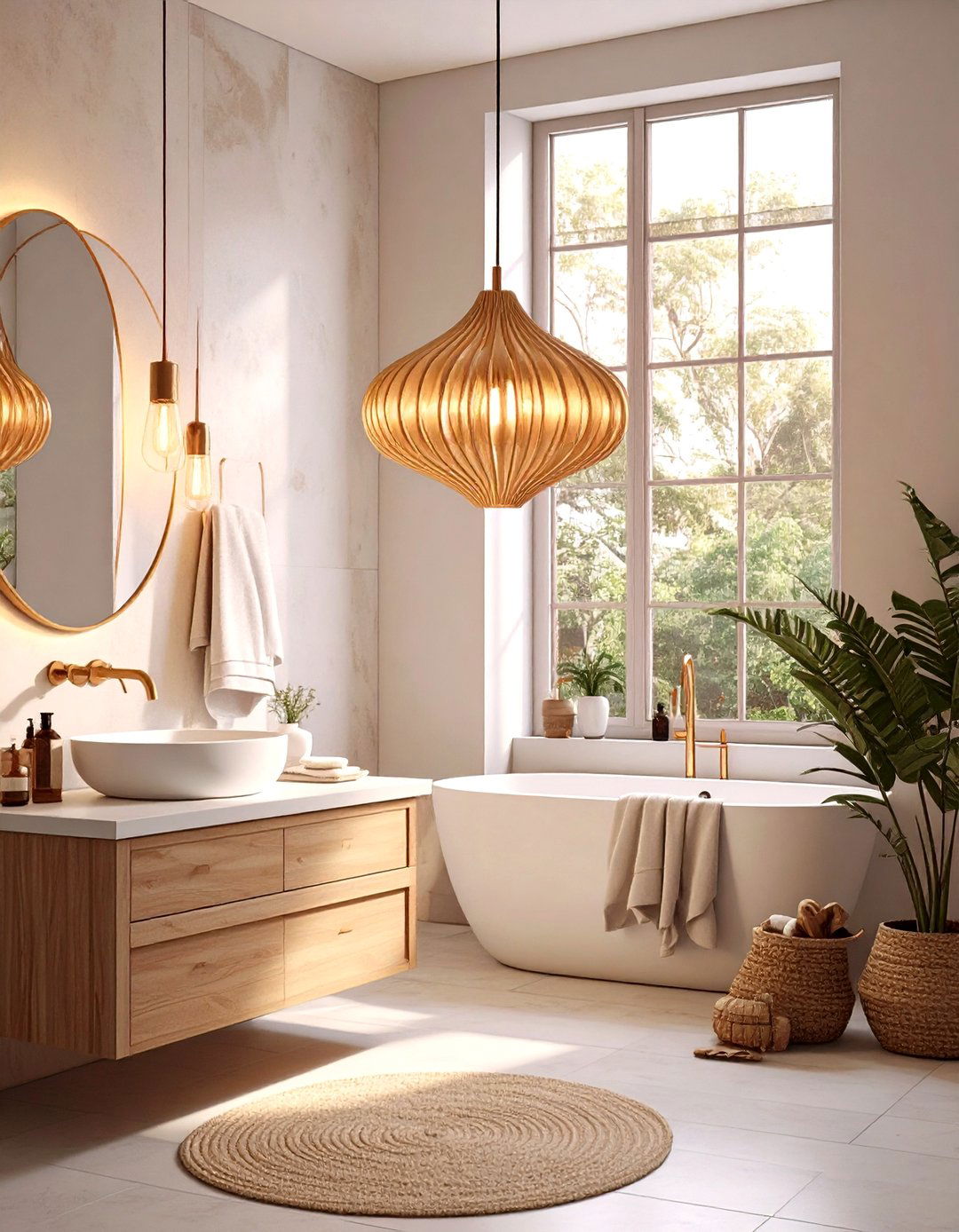 Statement Pendant Lighting as a Focal Point - 30 small half bathroom ideas