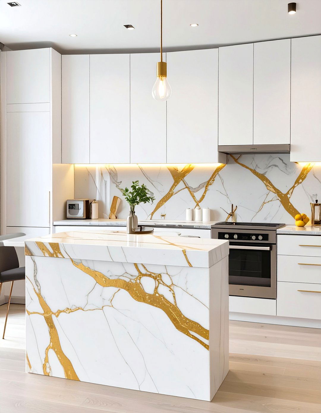Statement Stone Backsplashes in Small Kitchens - 30 small kitchen trends 2025