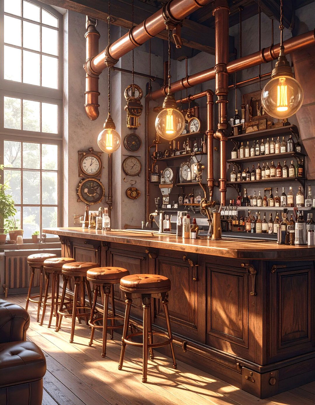 Steampunk Inspired Home Bar - 30 interior design photo ideas