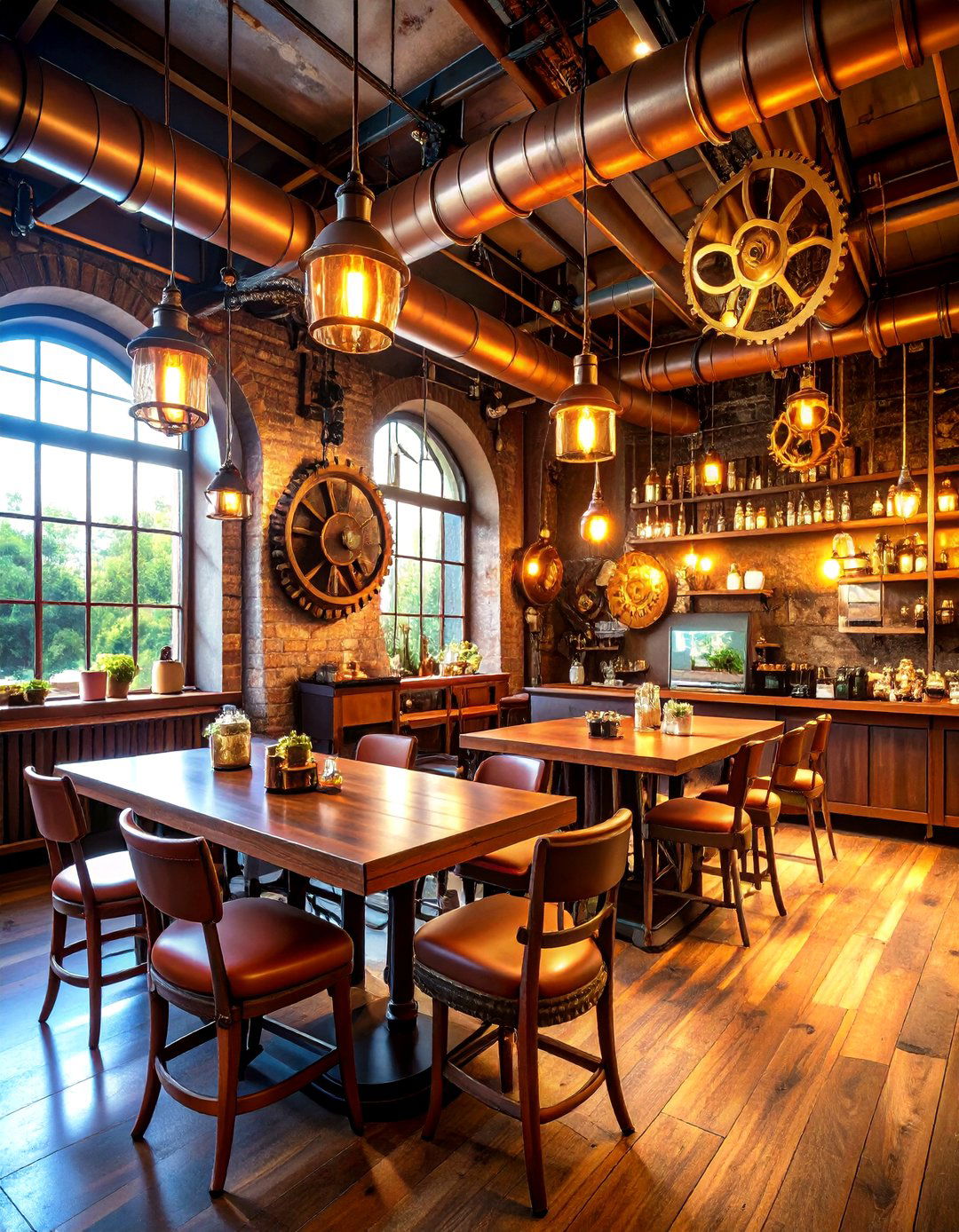 Steampunk Theme with Cogs and Copper - 30 restaurant interior design ideas