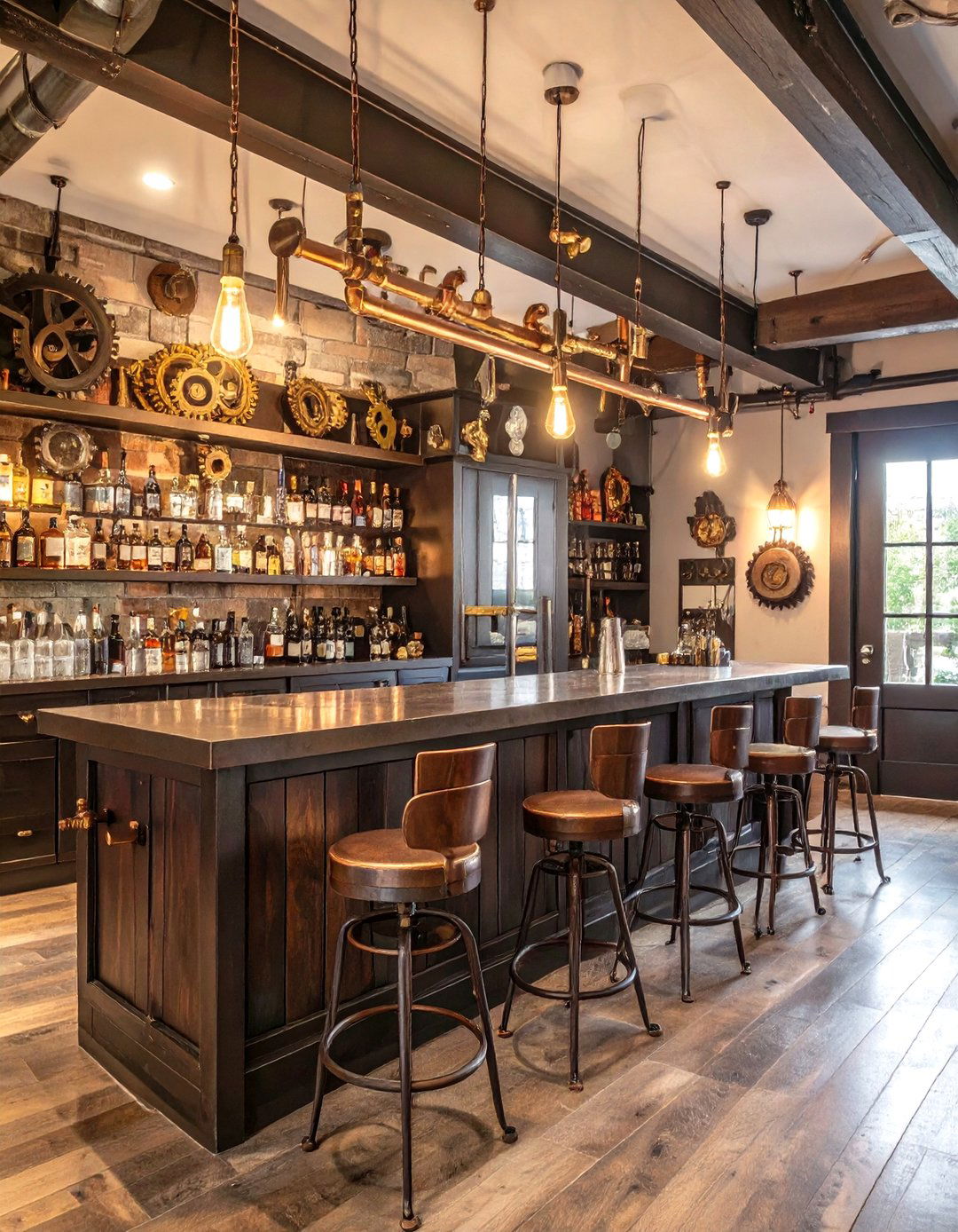 Steampunk Themed Bar Area - 30 interior design rendering ideas