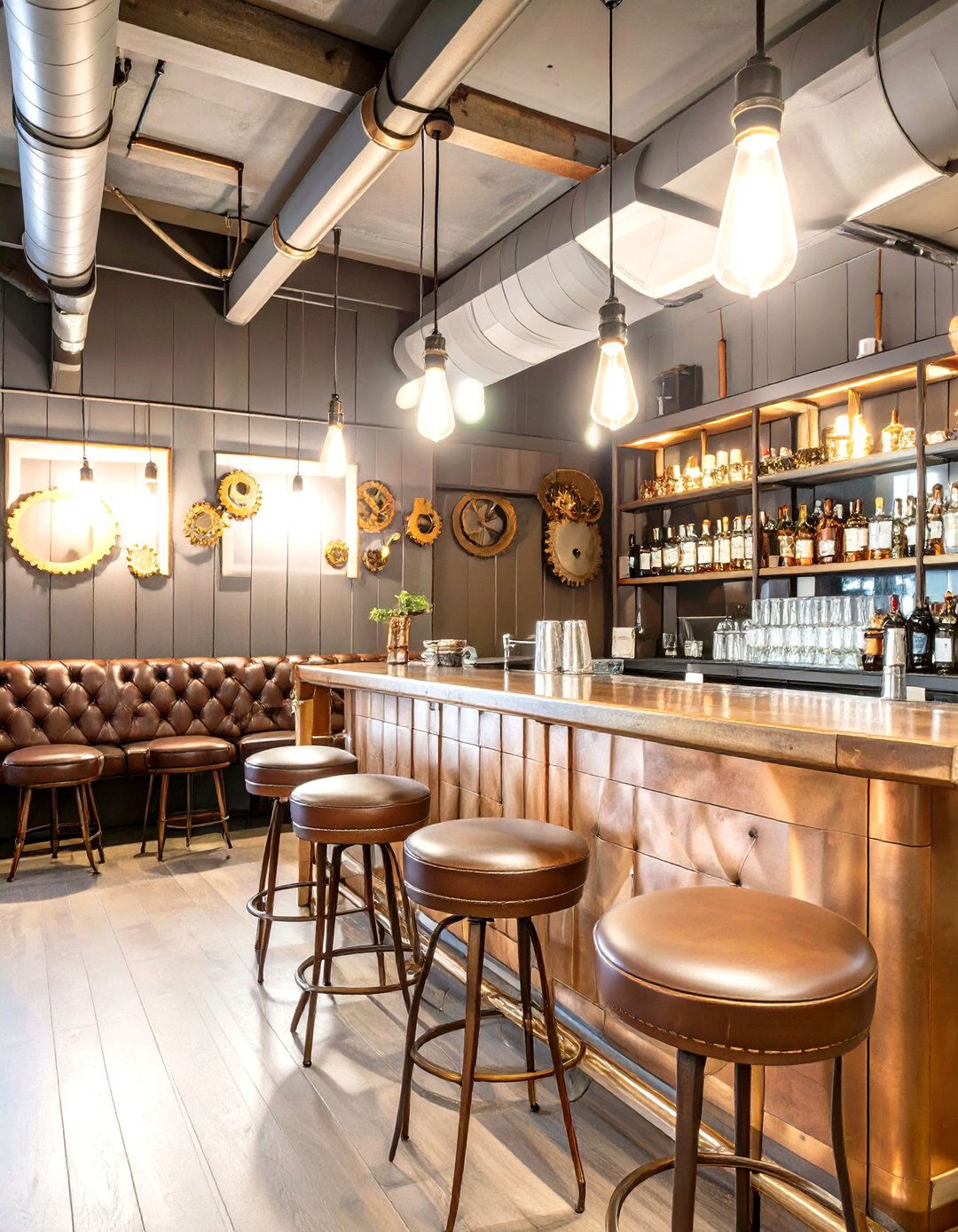 Steampunk Themed Basement Bar - 30 interior design training ideas