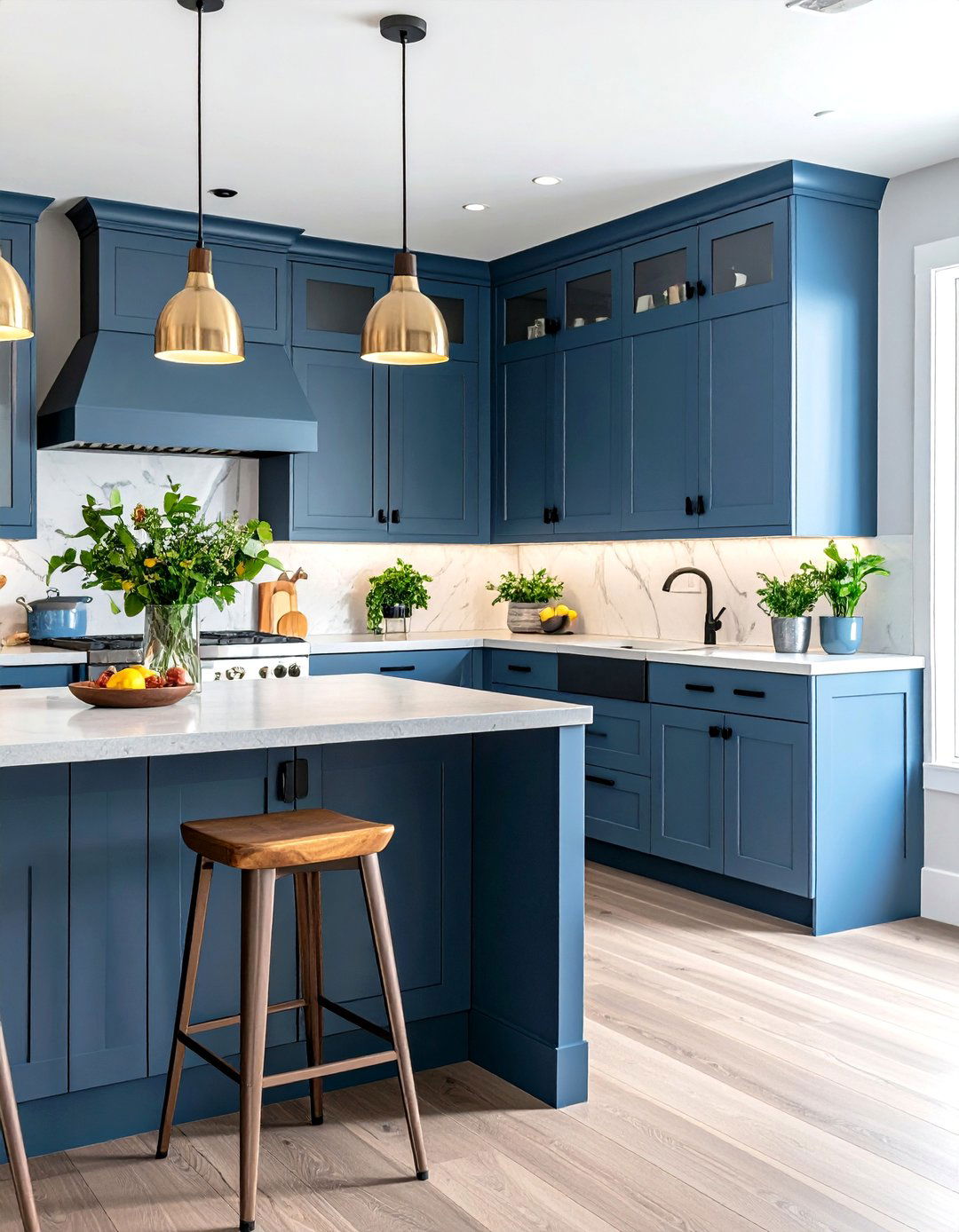 Steel Blue Painted Kitchen Cabinets - 30 painted kitchen cabinet ideas