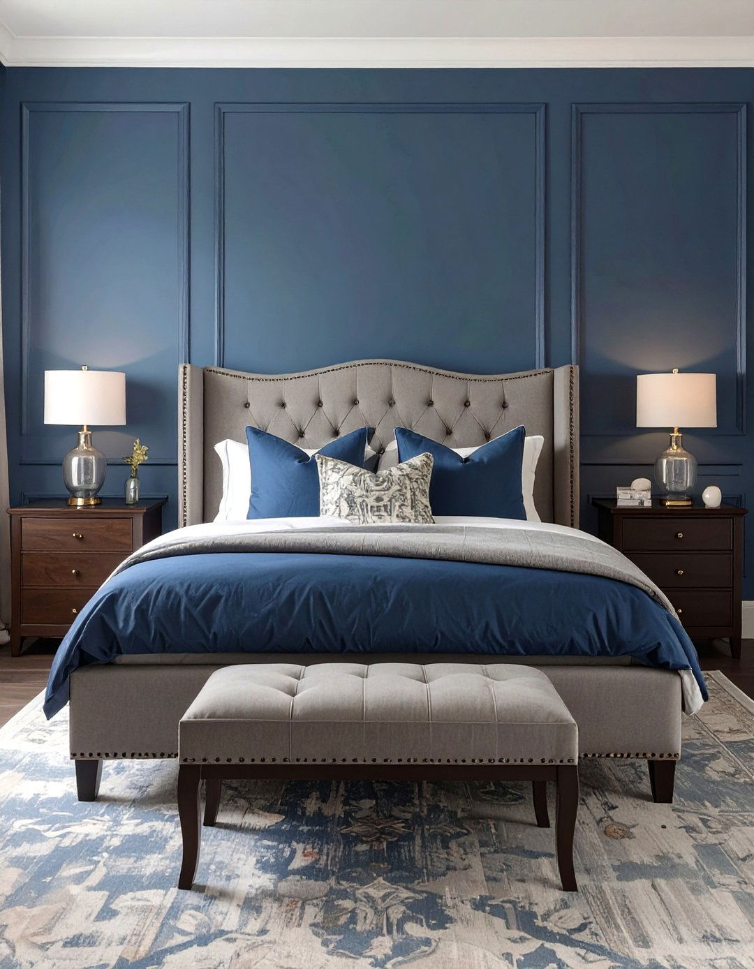 Steel Blue Transitional Bedroom - 30 blue bedroom ideas