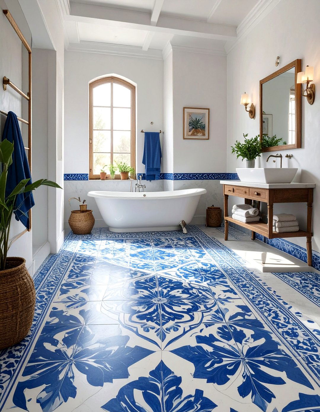 Stenciled Concrete Bathroom Floor - 30 bathroom floor ideas