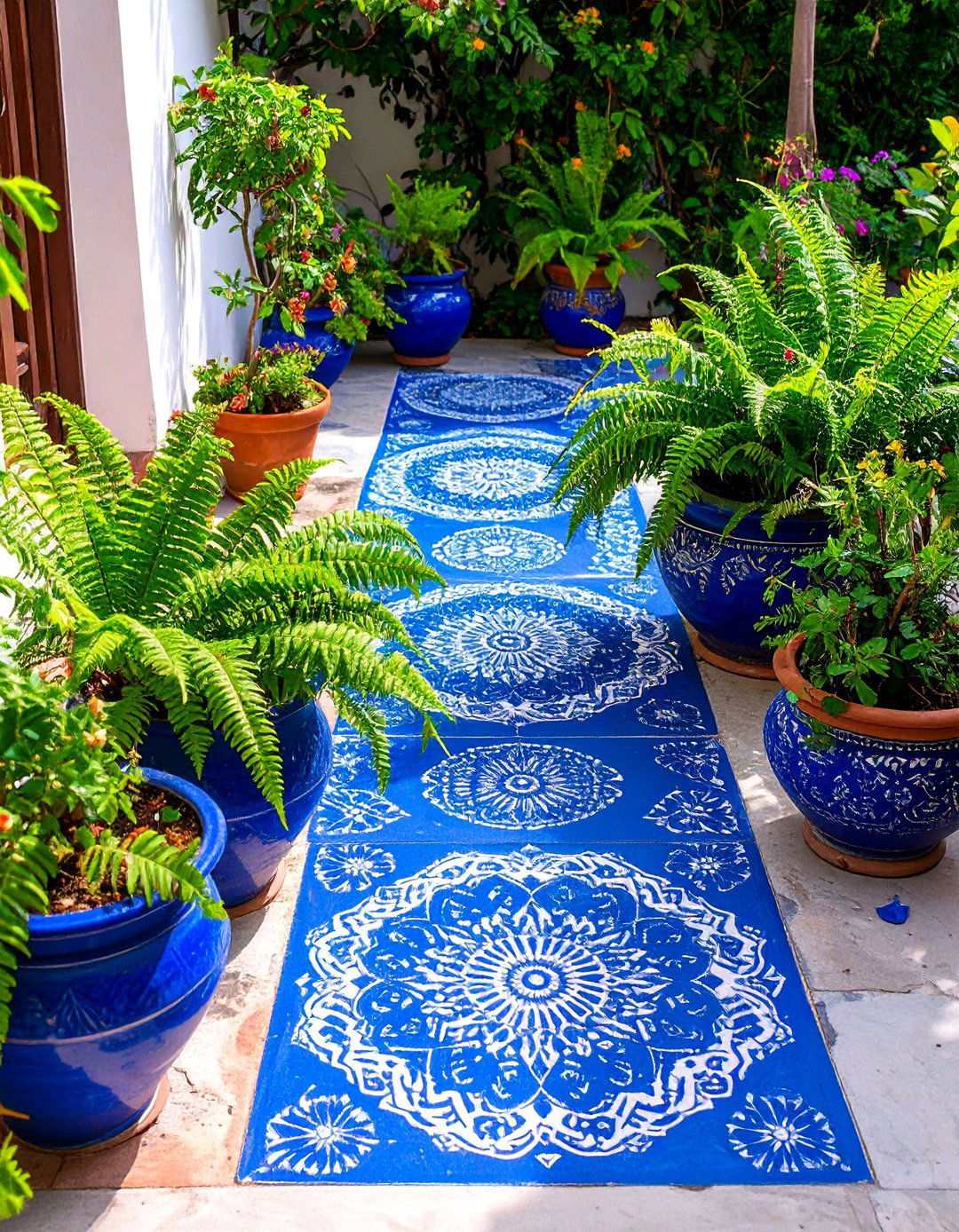 Stenciled Concrete Floor - 30 backyard floor ideas