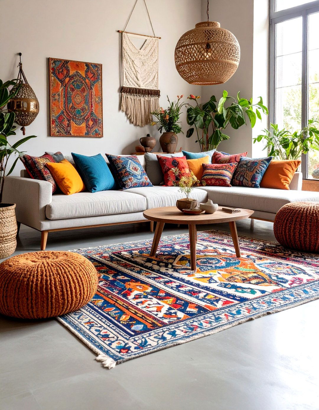Stenciled Concrete Floors - 30 living room floor ideas
