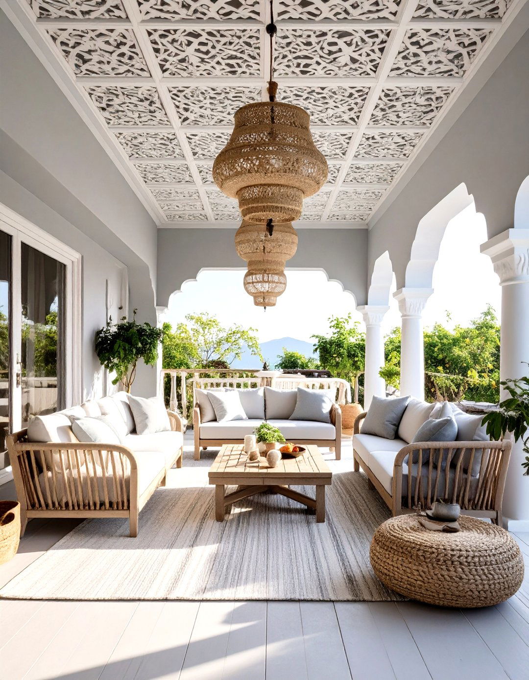 Stenciled Pattern Porch Ceiling - 30 inexpensive porch ceiling ideas