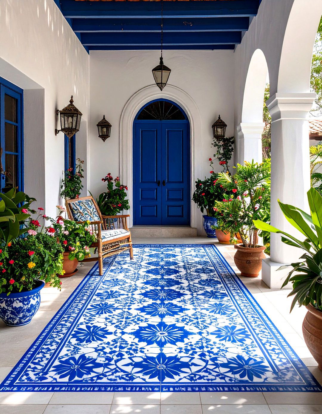 Stenciled Tile Pattern Porch Flooring - 30 porch flooring ideas